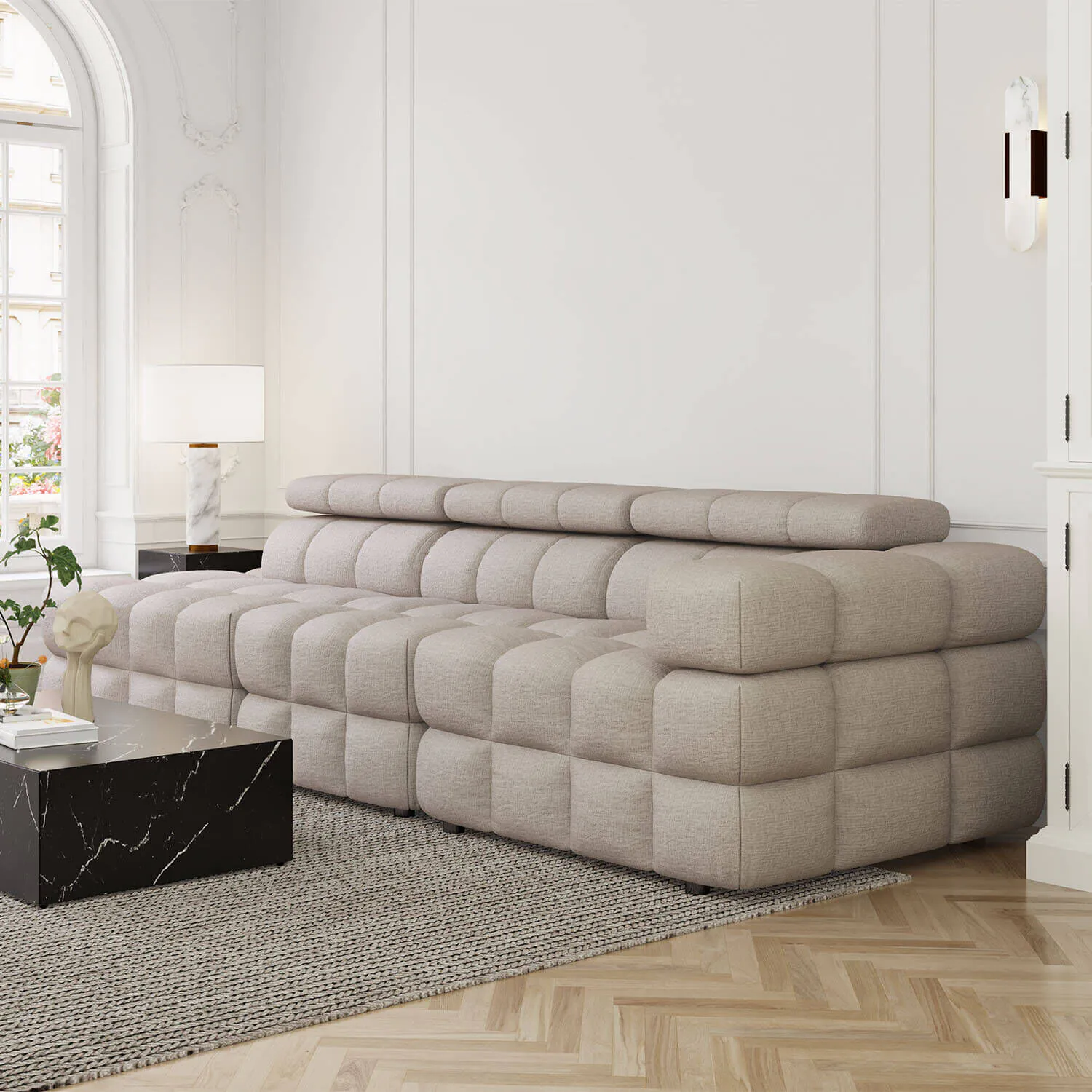 Soffa 3-sits 288cm Sand Armstöd Höger - Paris