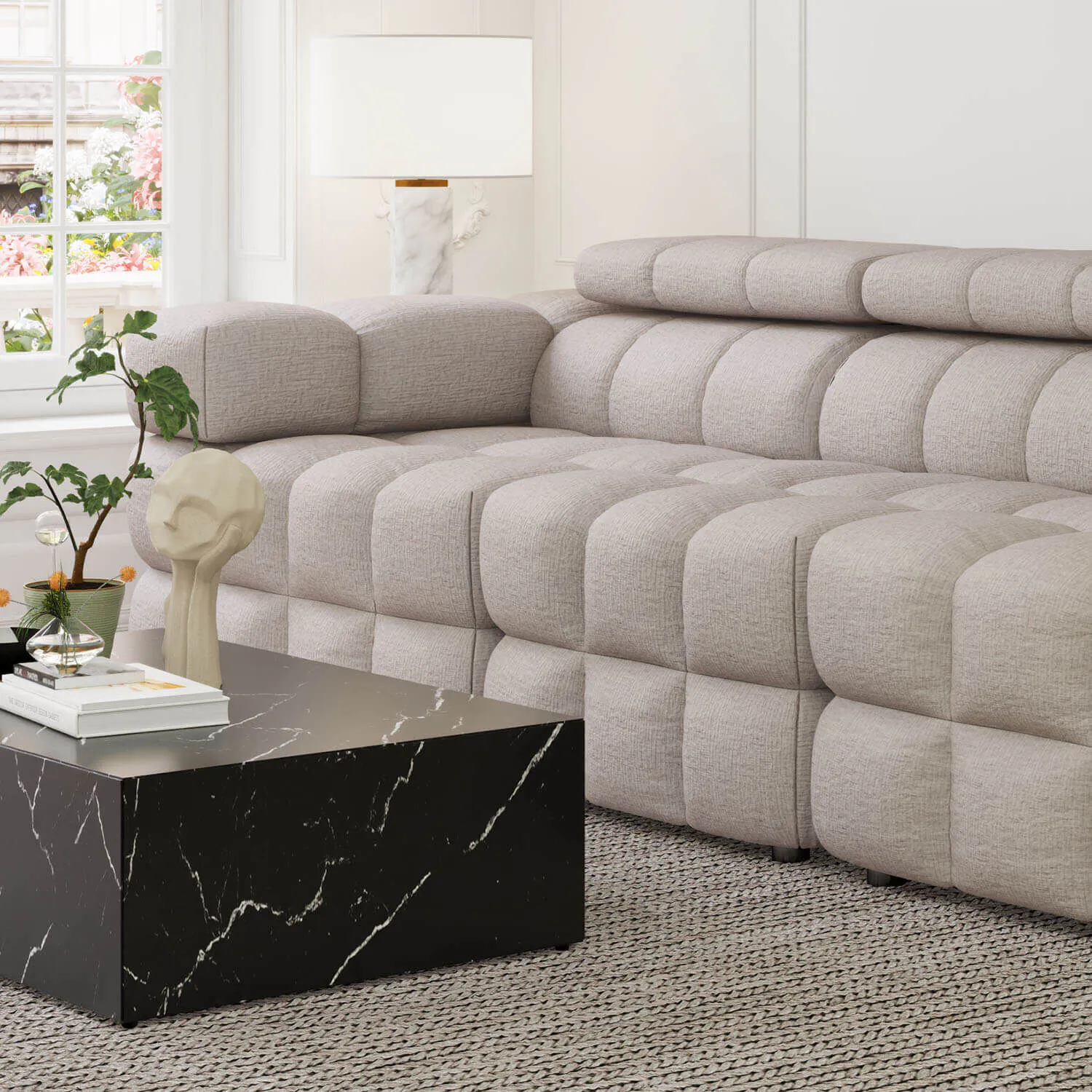 Soffa 3-sits 288cm Sand Armstöd Vänster - Paris