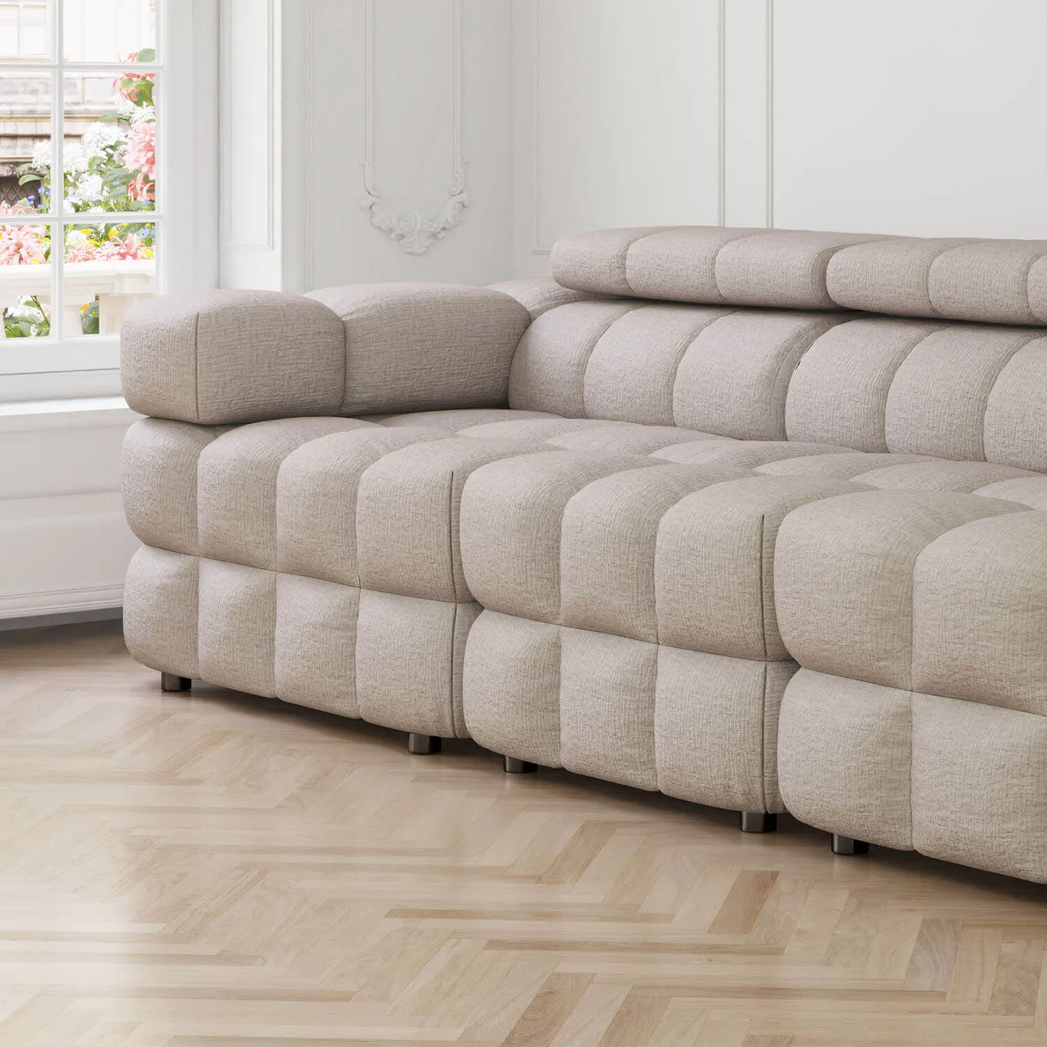 Soffa 3-sits 288cm Sand Armstöd Vänster - Paris