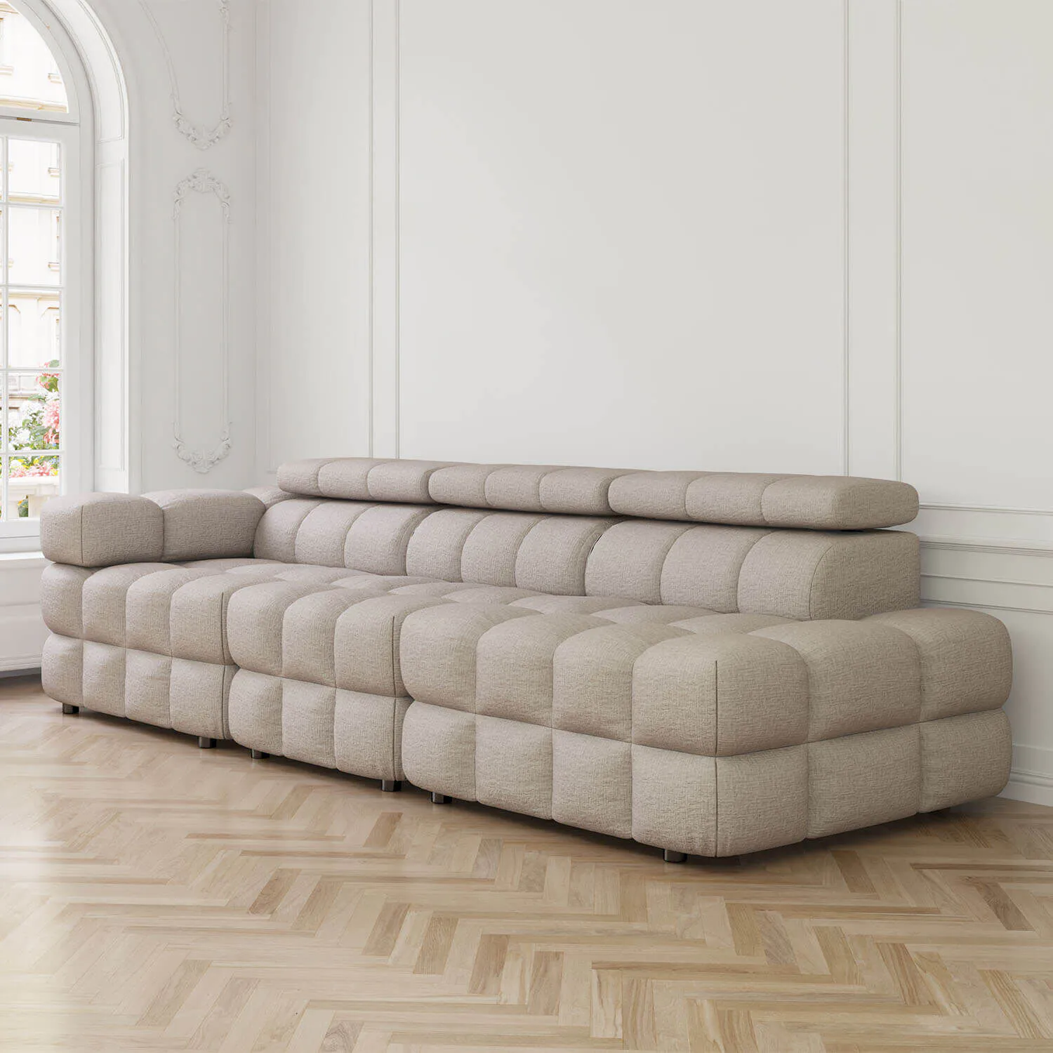 Soffa 3-sits 288cm Sand Armstöd Vänster - Paris