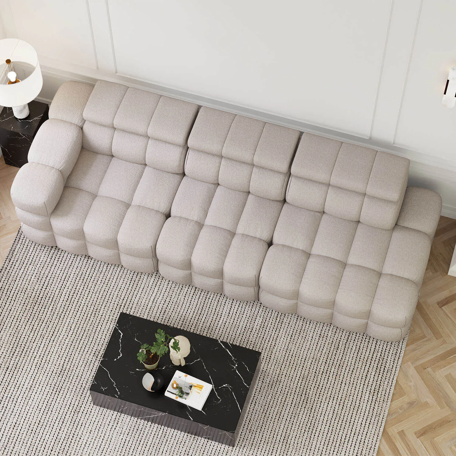 Soffa 3-sits 288cm Sand Armstöd Vänster - Paris