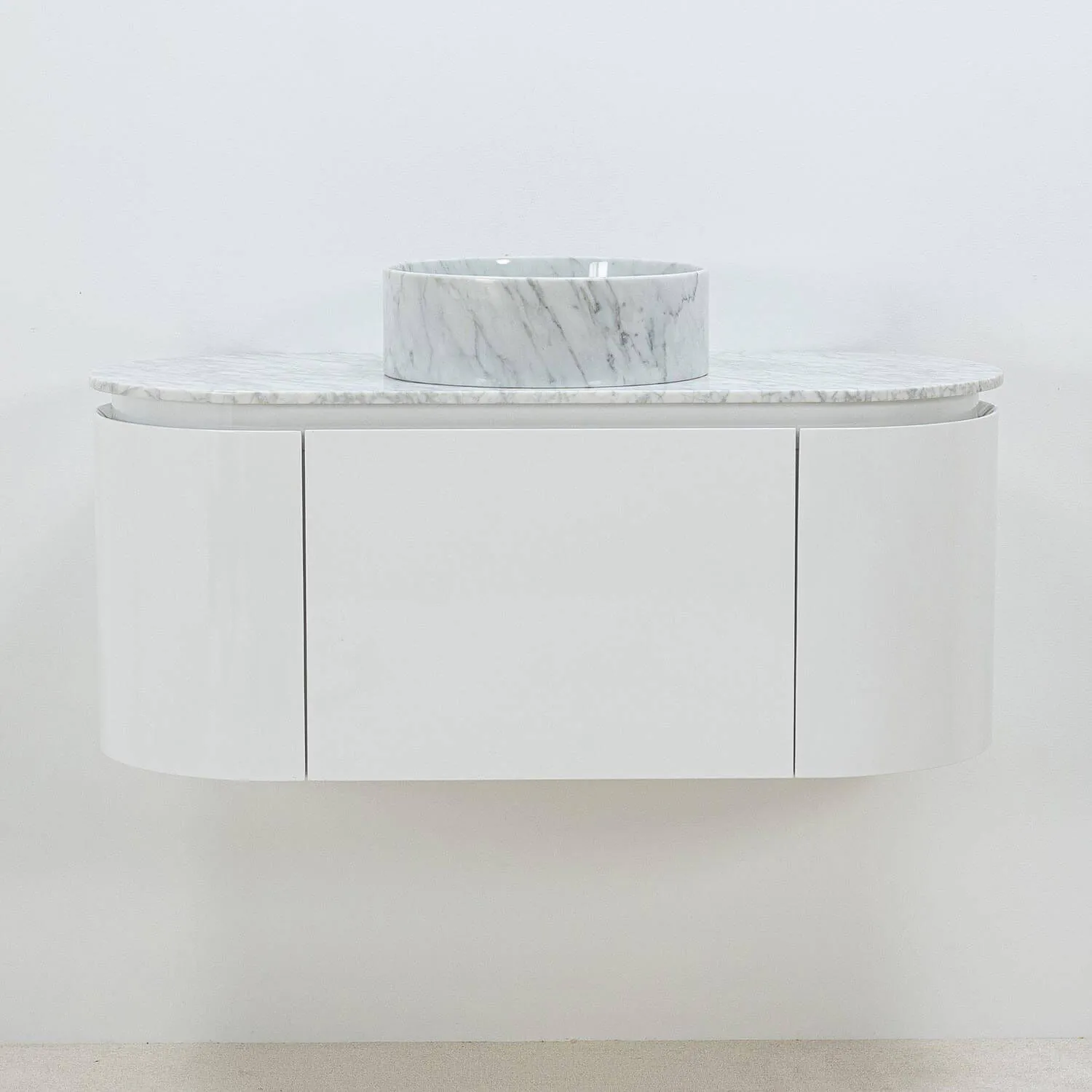 Vit kommod 100cm Sandhamn med marmor handfat