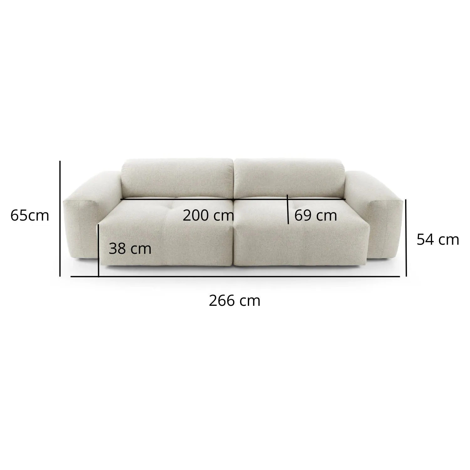 Greige 3-Sitssoffa 266cm - Tokyo