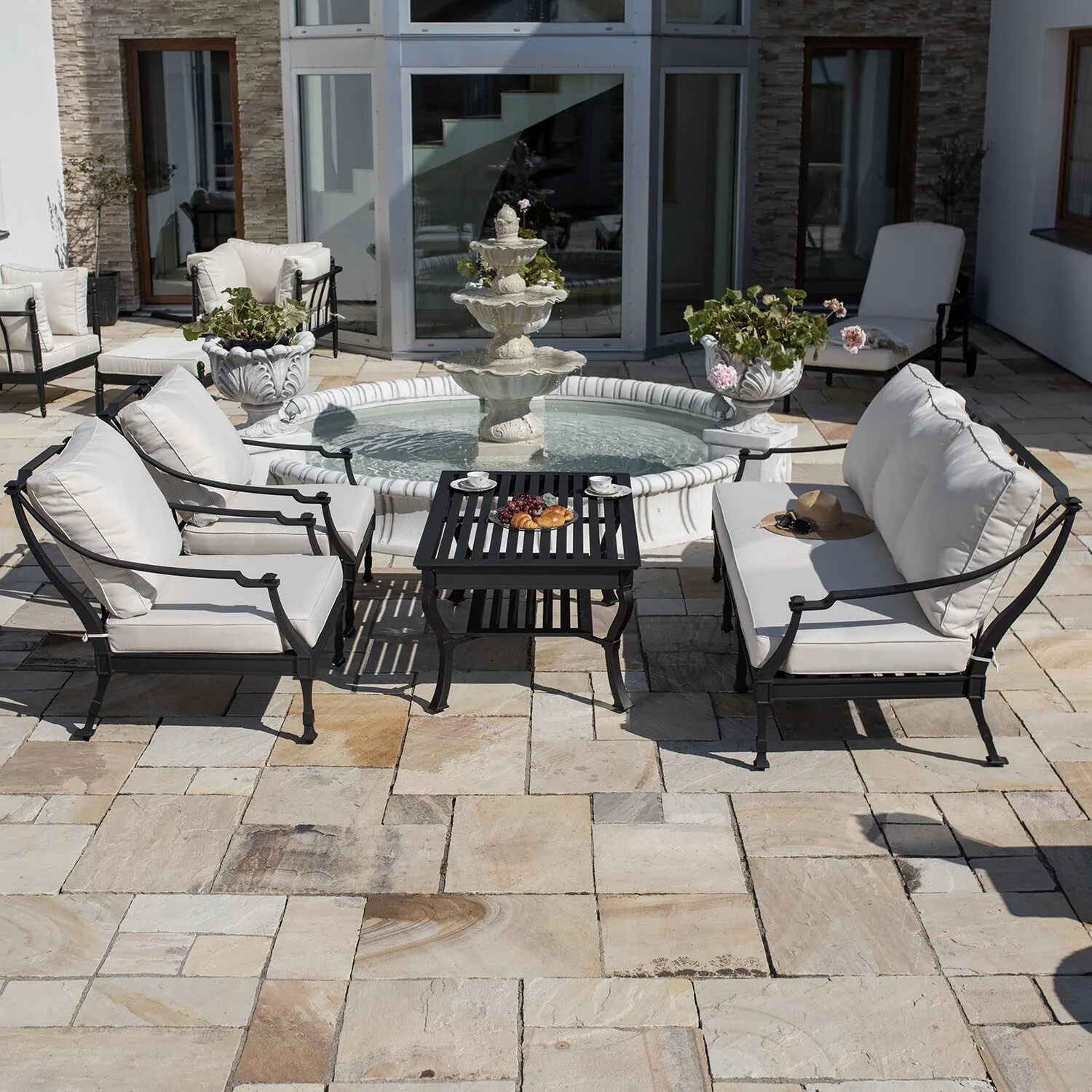 Soffbord Utomhus Svart Aluminium St Tropez 122cm