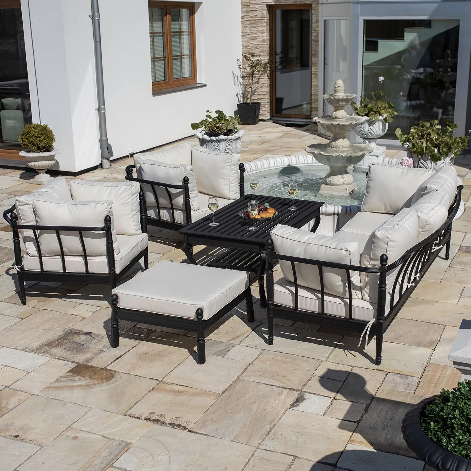 Loungesoffa Svart Aluminium Capri 3-sits