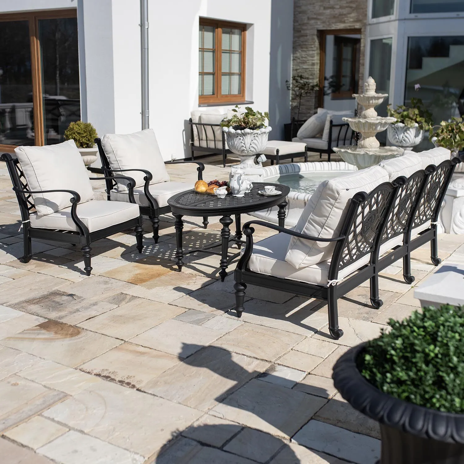 Loungesoffa Svart Aluminium Florence 3-sits