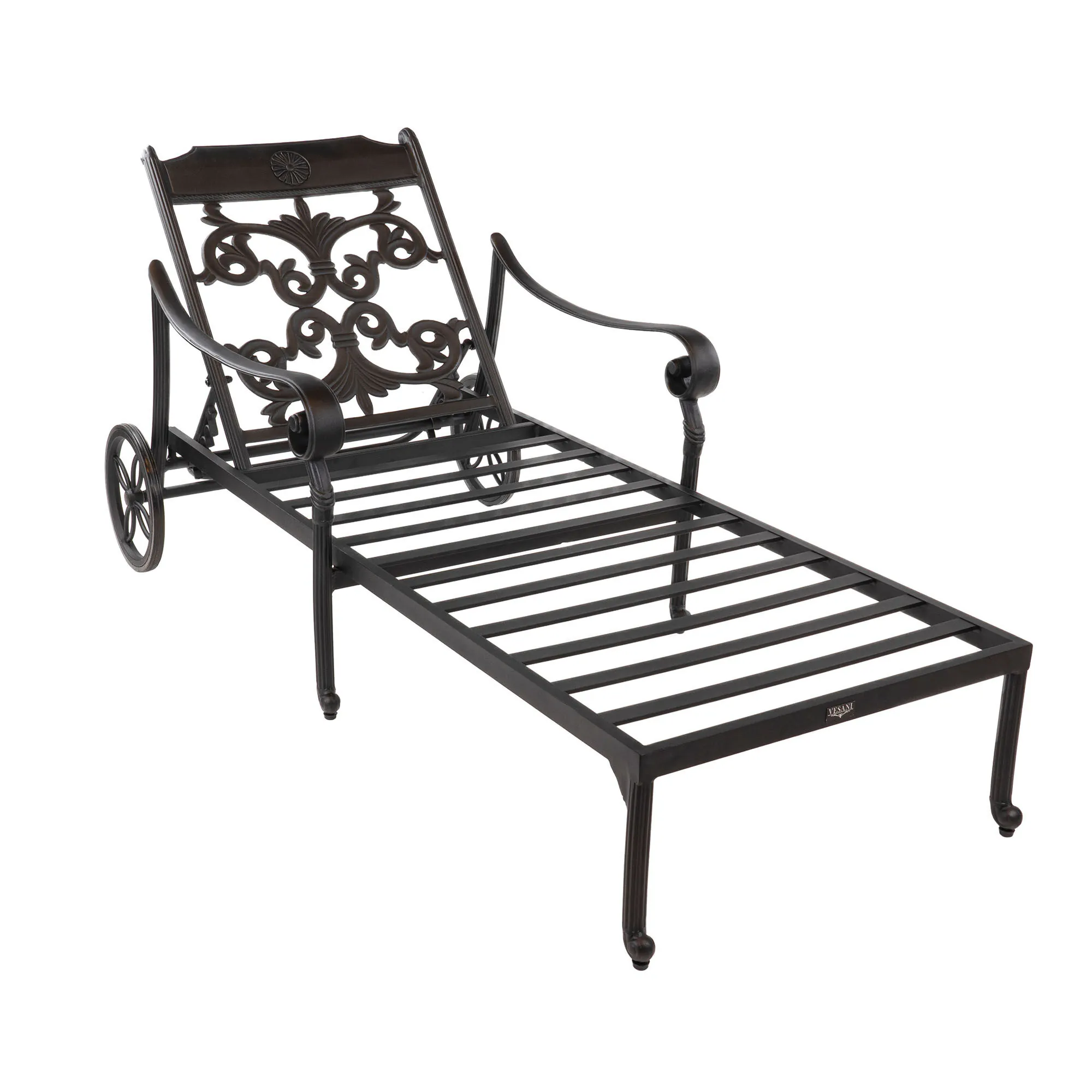 Solsäng med hjul Svart Aluminium Toscana