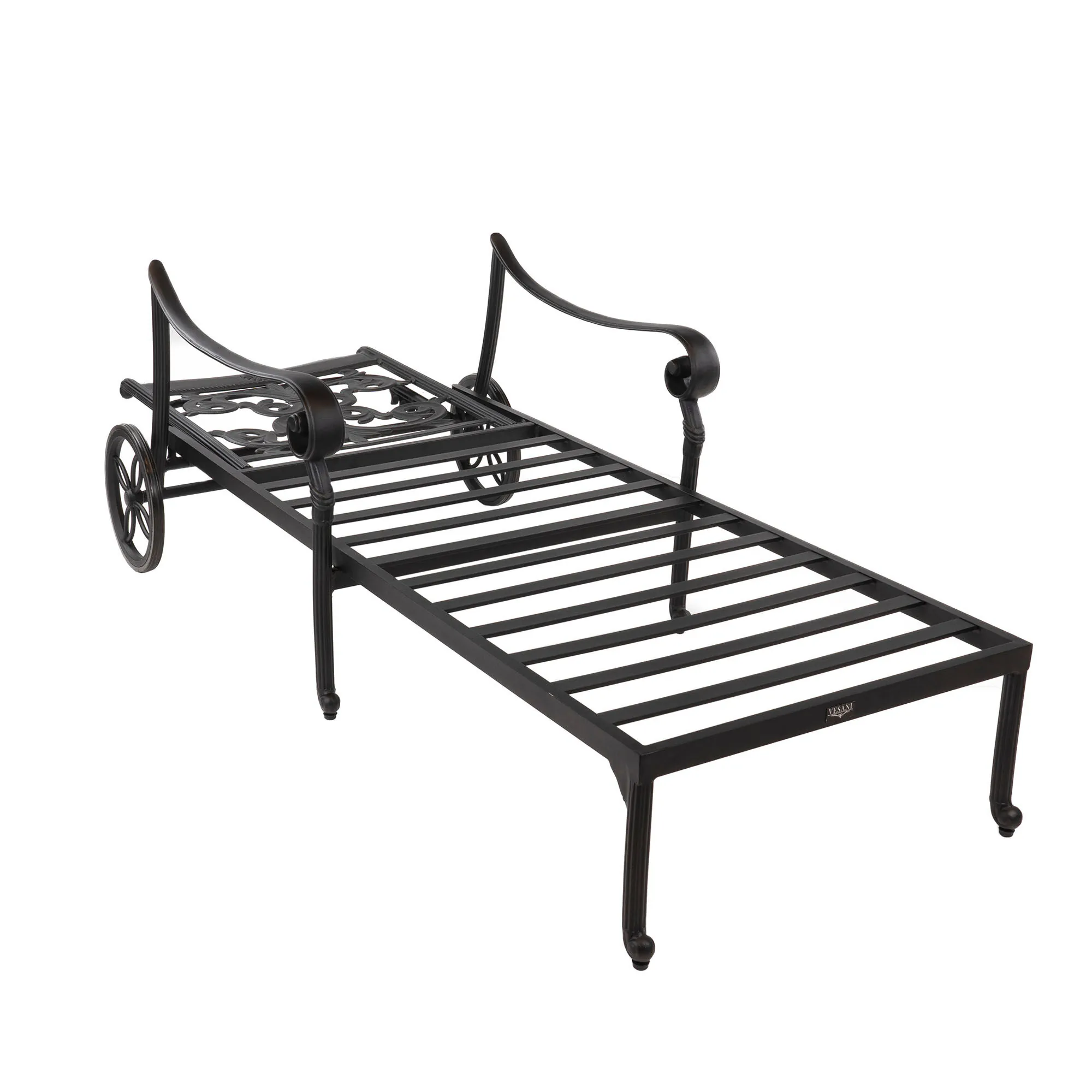 Solsäng med hjul Svart Aluminium Toscana