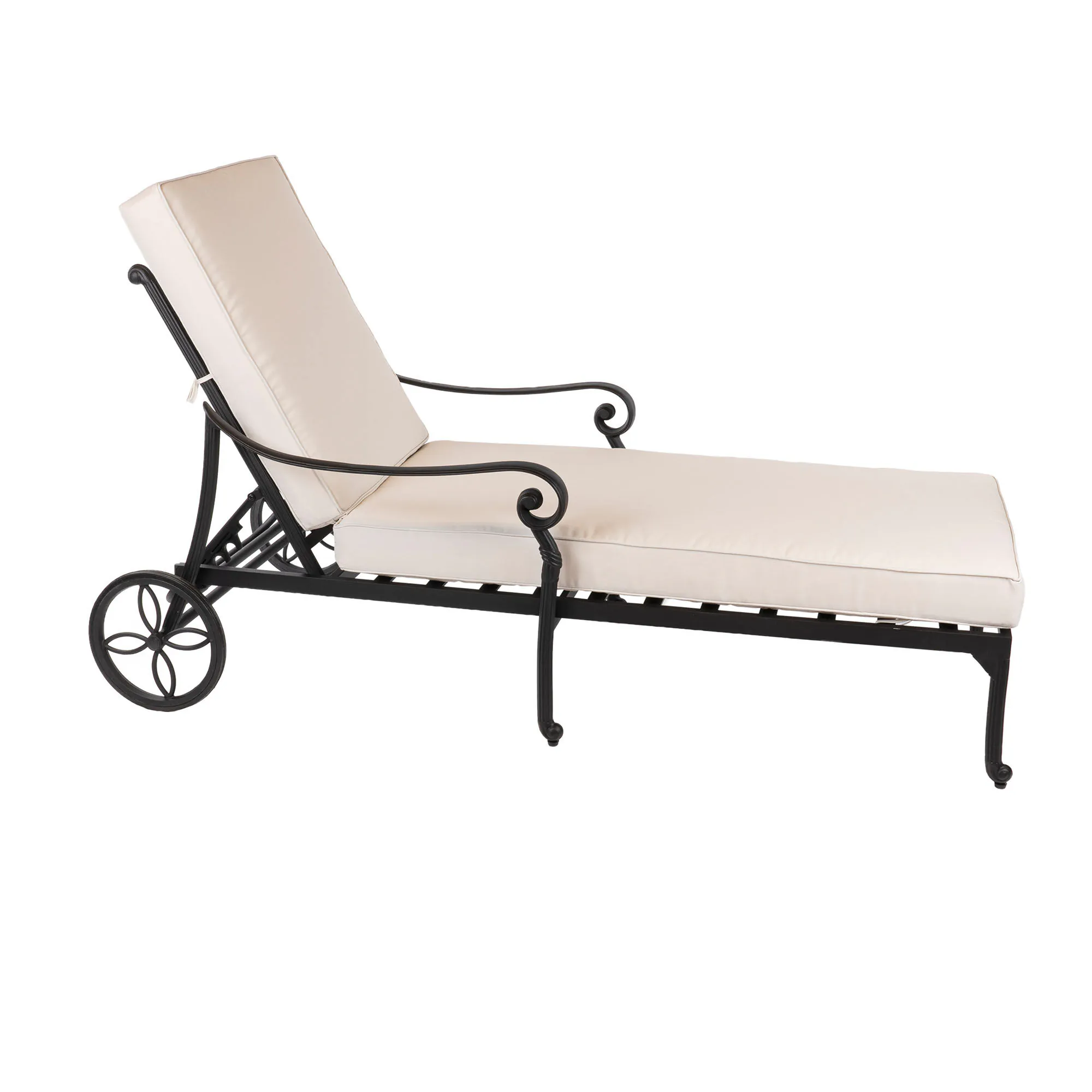 Solsäng med hjul Svart Aluminium Toscana