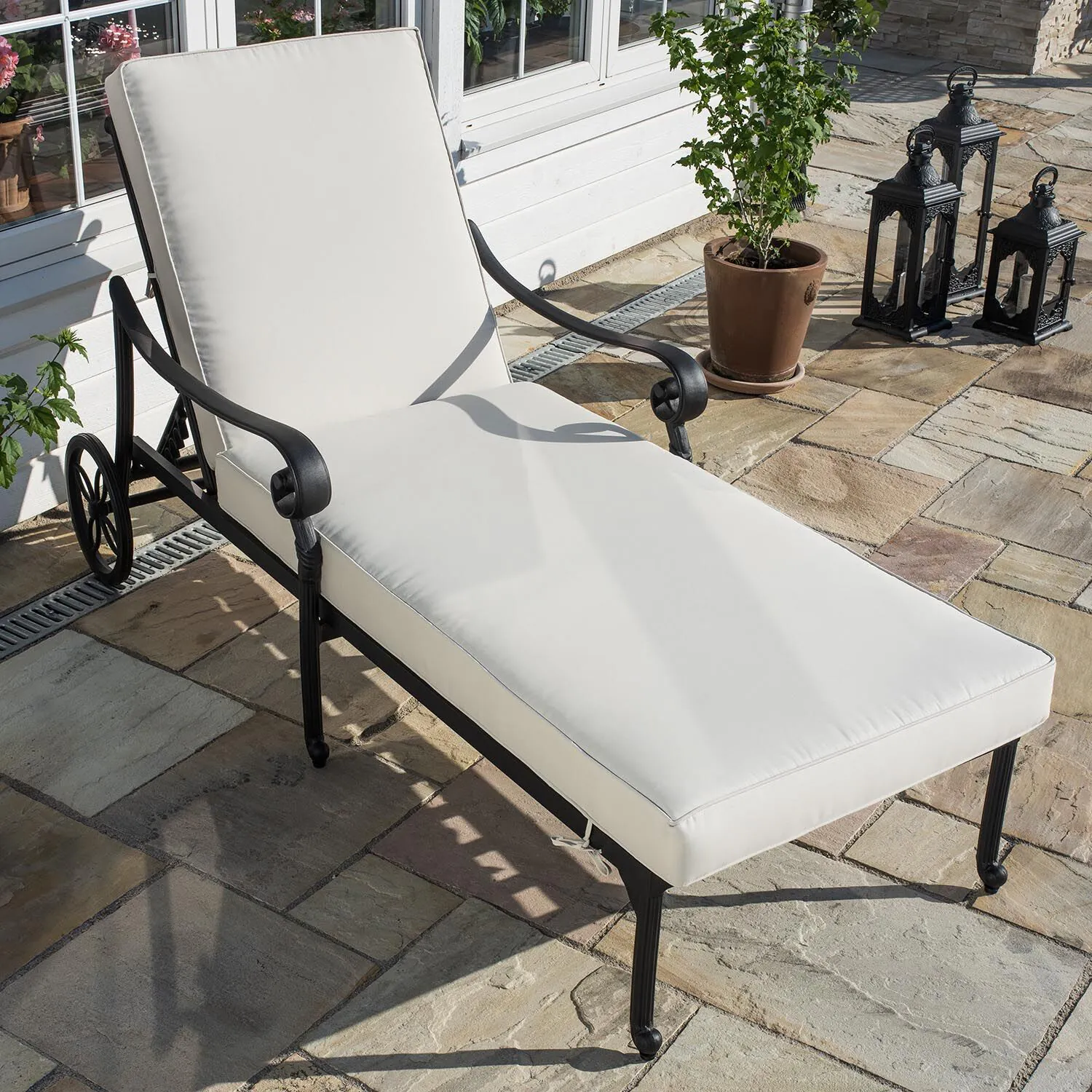 Solsäng med hjul Svart Aluminium Toscana