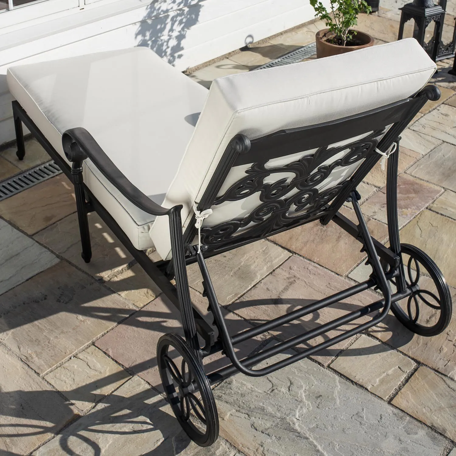 Solsäng med hjul Svart Aluminium Toscana