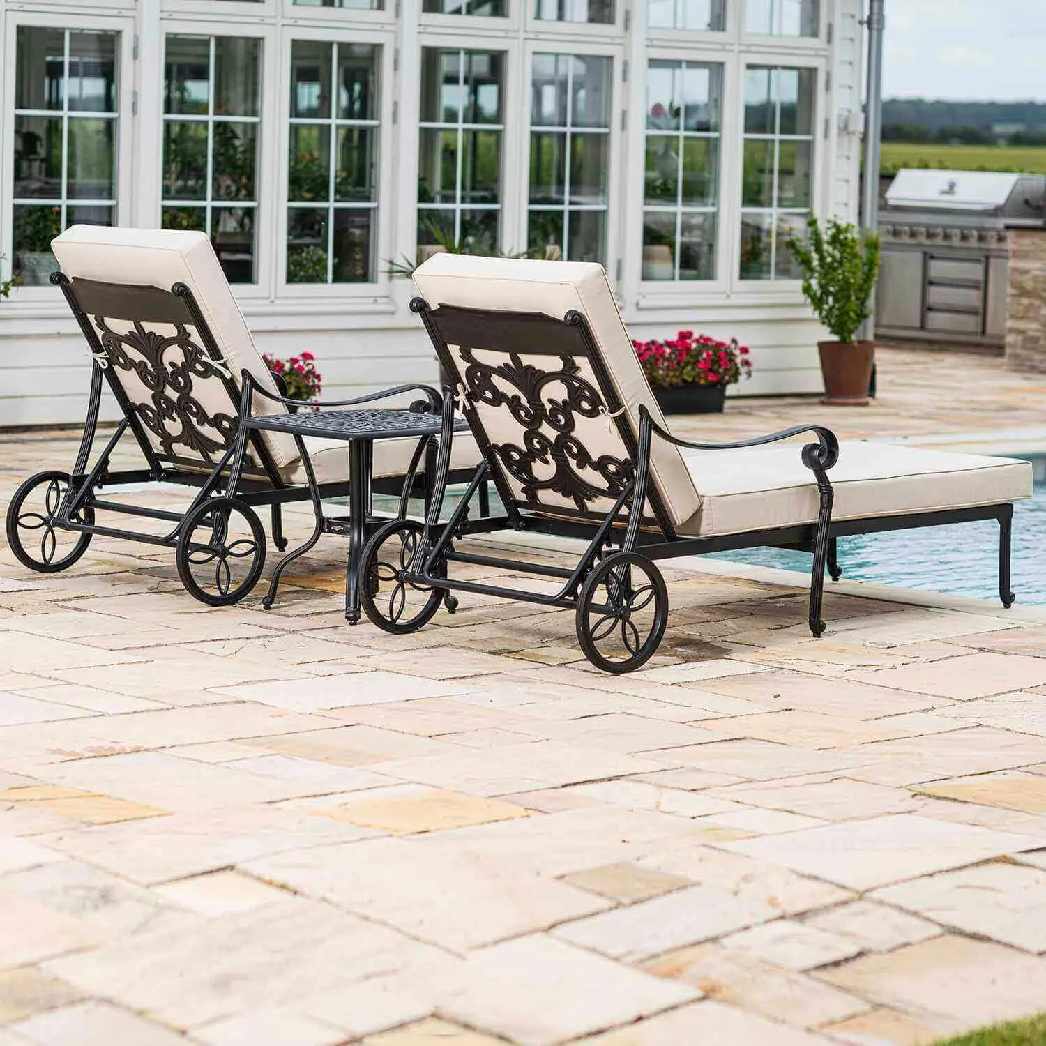 2-Pack Solsängar & Sidobord - Toscana