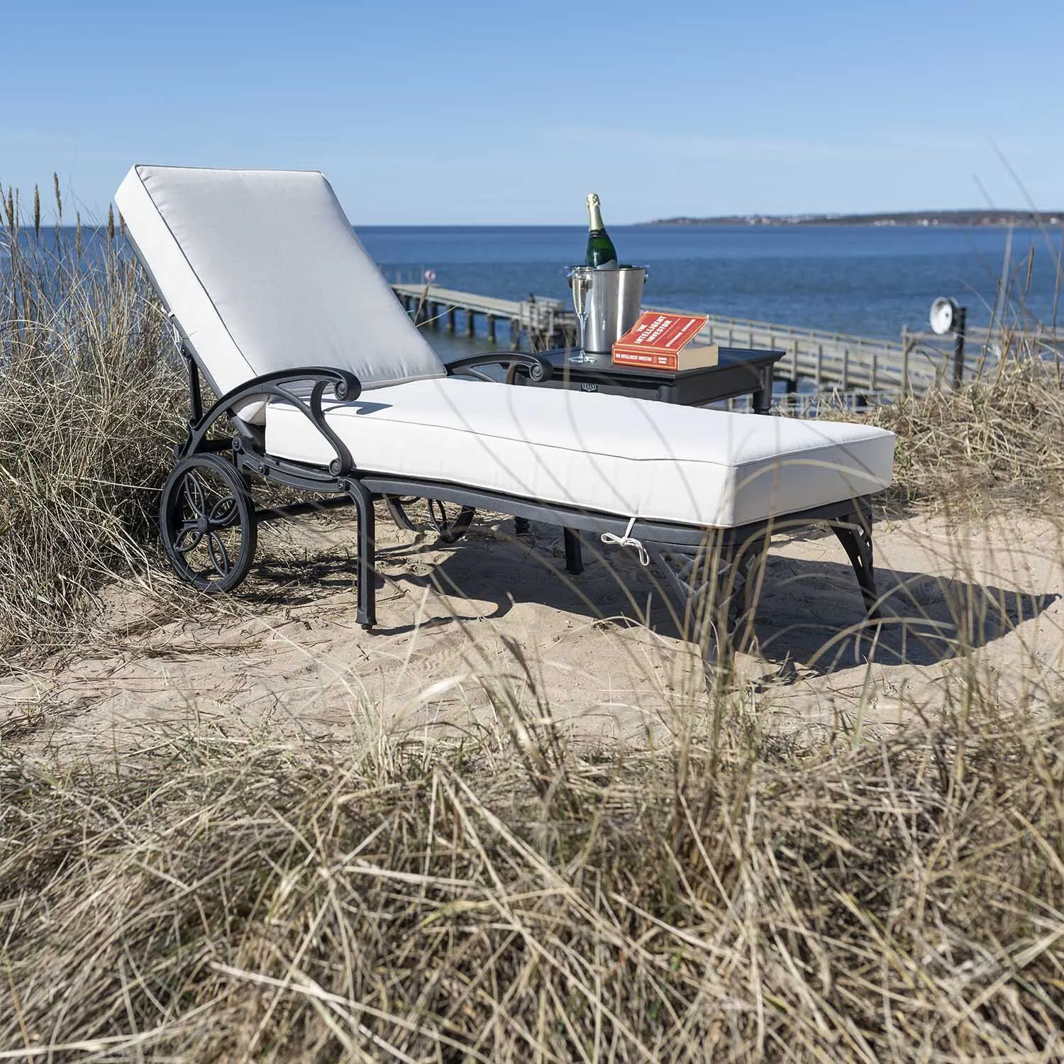 Solsäng med hjul Svart Aluminium Salerno