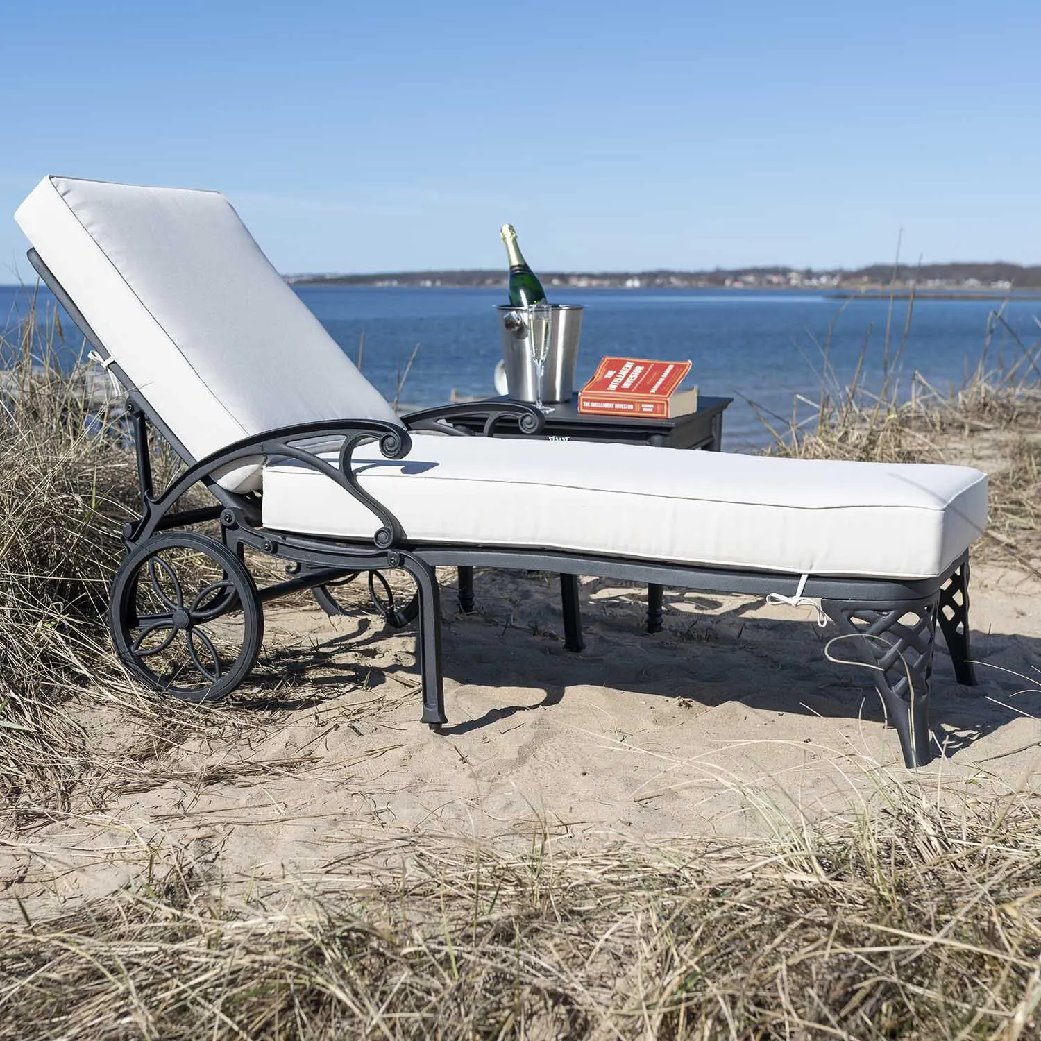 Solsäng med hjul Svart Aluminium Salerno