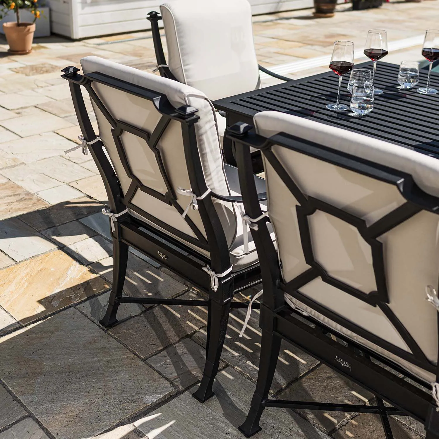 Matgrupp Utomhus 8 stolar Svart Aluminium - St Tropez 213cm