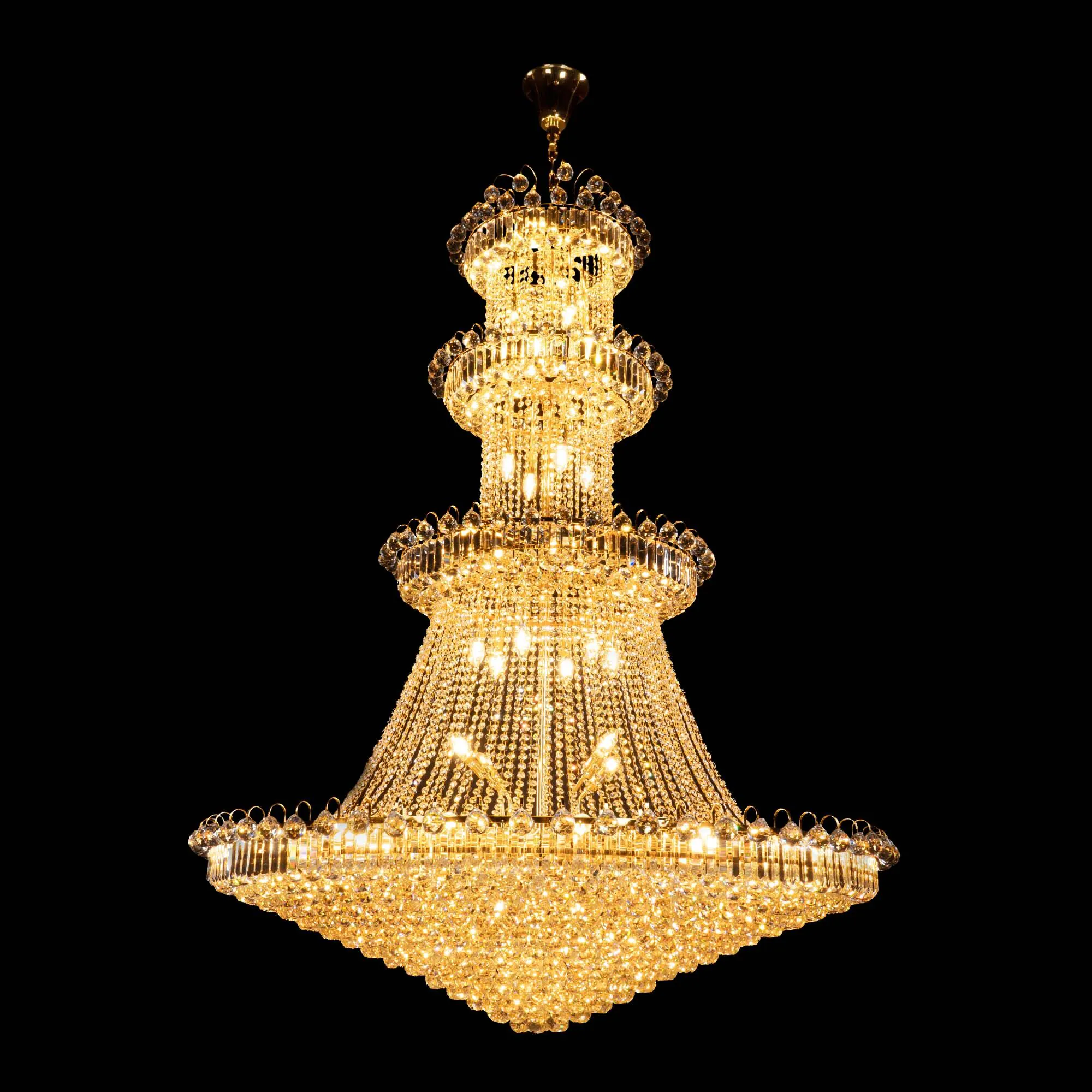 Stor Kristallkrona Ø150xH220cm Marbella Guld