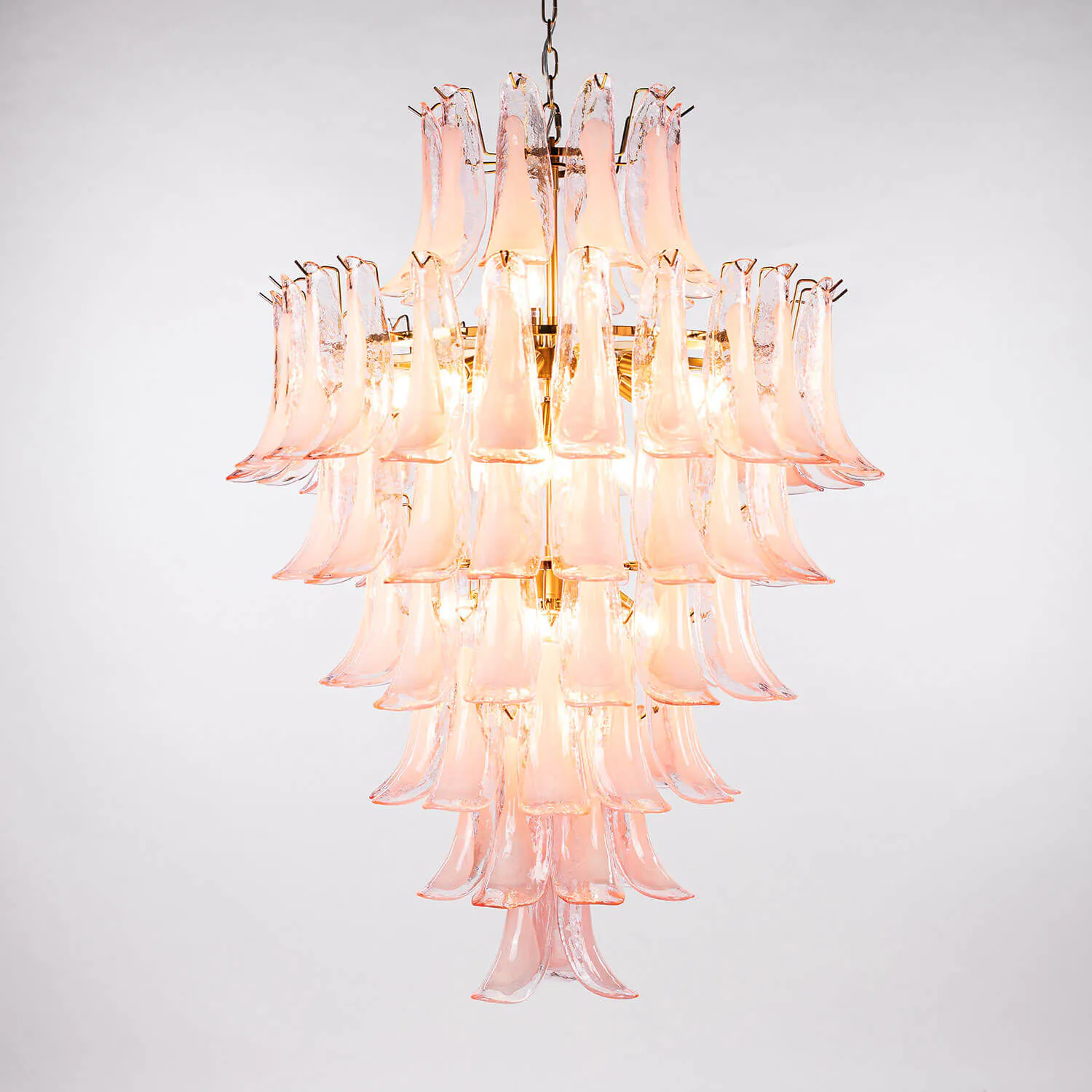Kristallkrona Ø80xH110cm Mässing/Rosa - Livorno