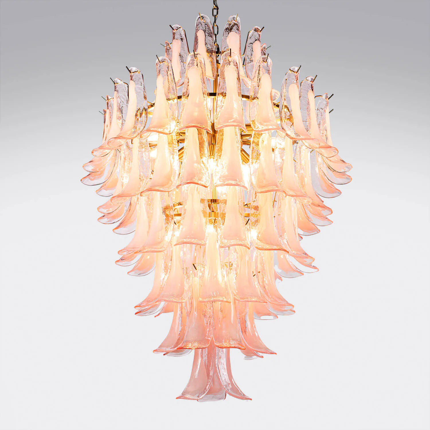 Kristallkrona Ø80xH110cm Mässing/Rosa - Livorno