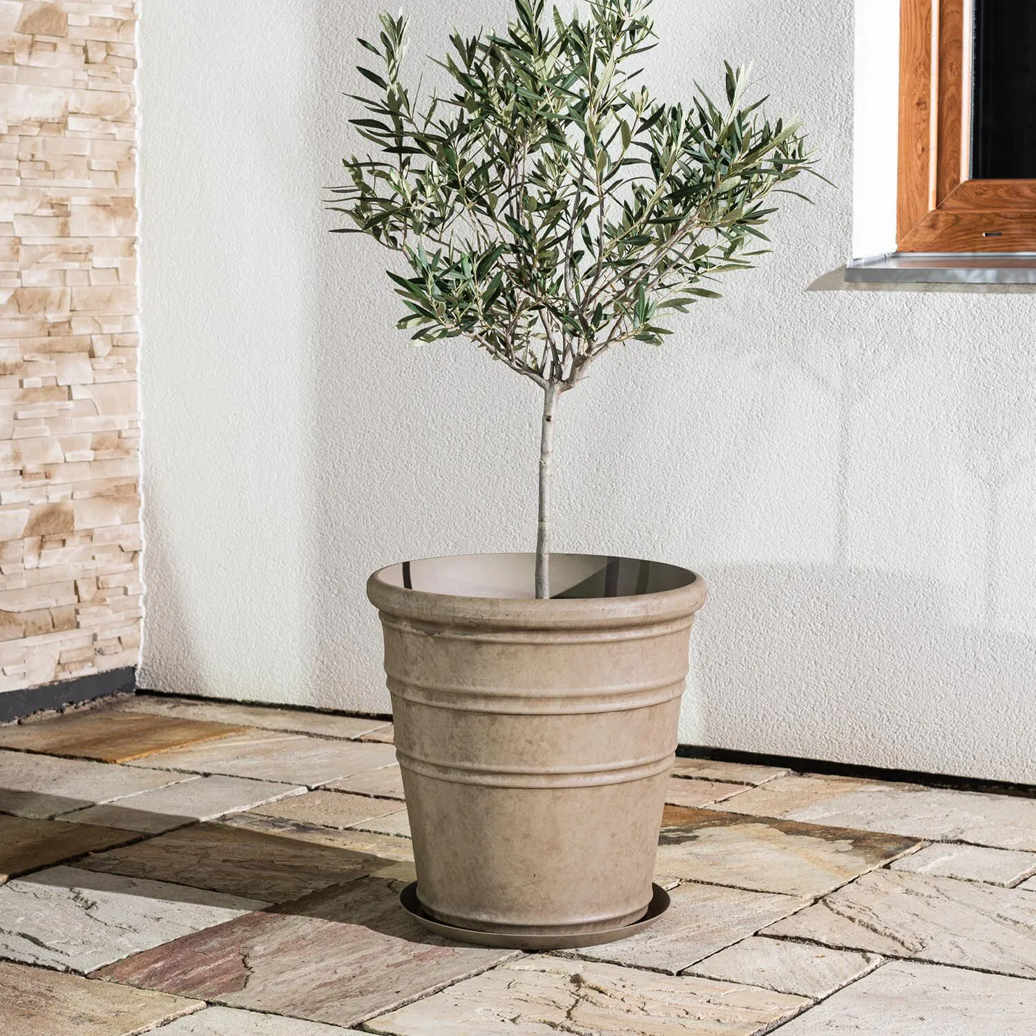 Beige Kruka Utomhus 46x46cm - Flavia