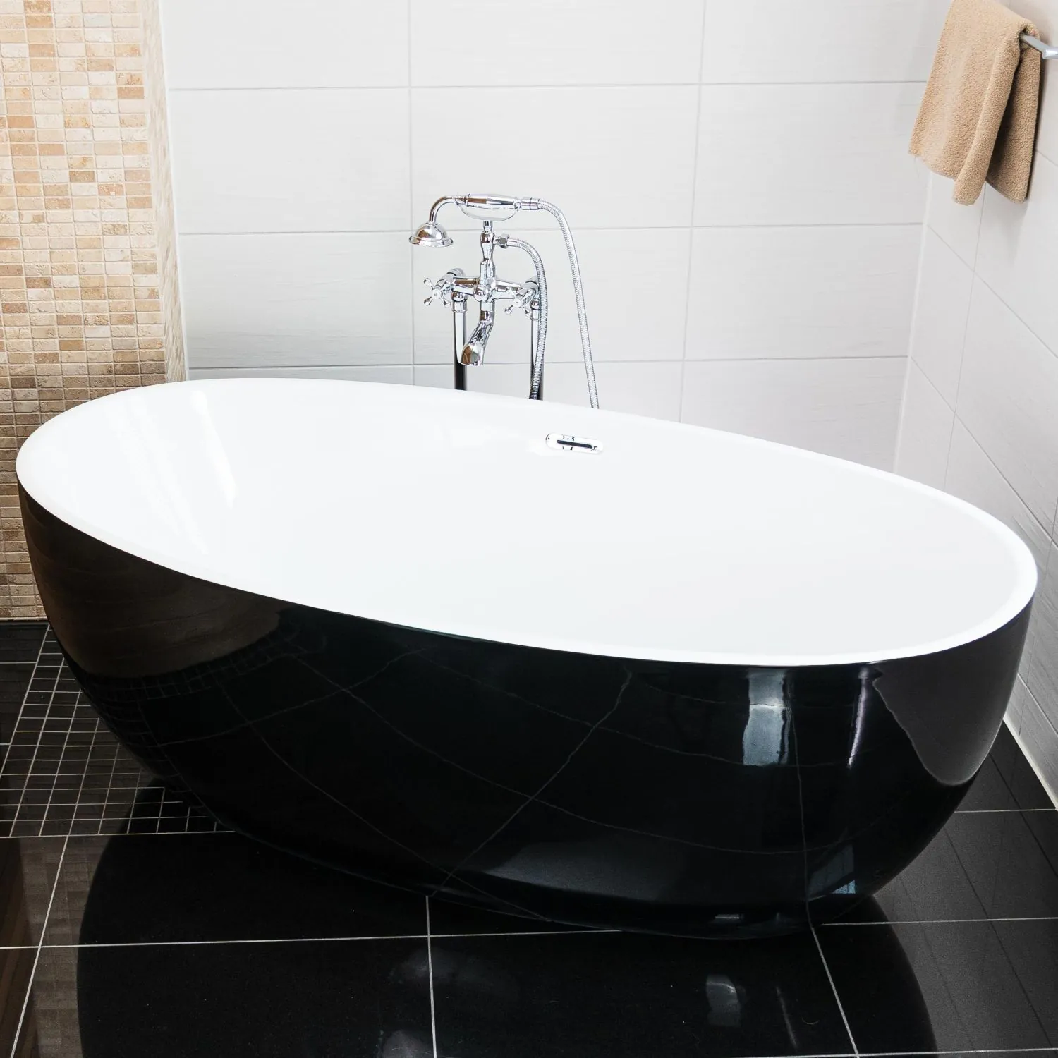 Badkar 170cm Vit/Svart- Skagen