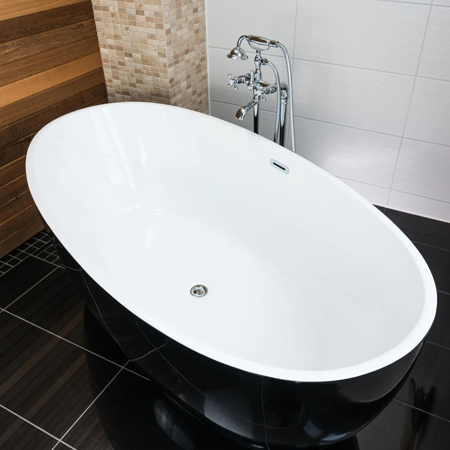 Badkar 170cm Vit/Svart- Skagen