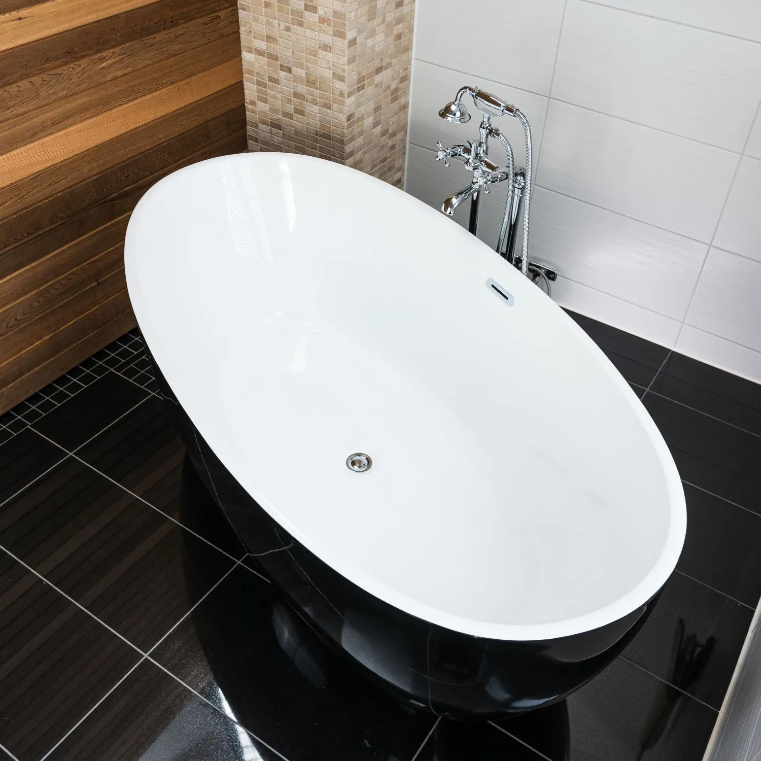 Badkar 170cm Vit/Svart- Skagen