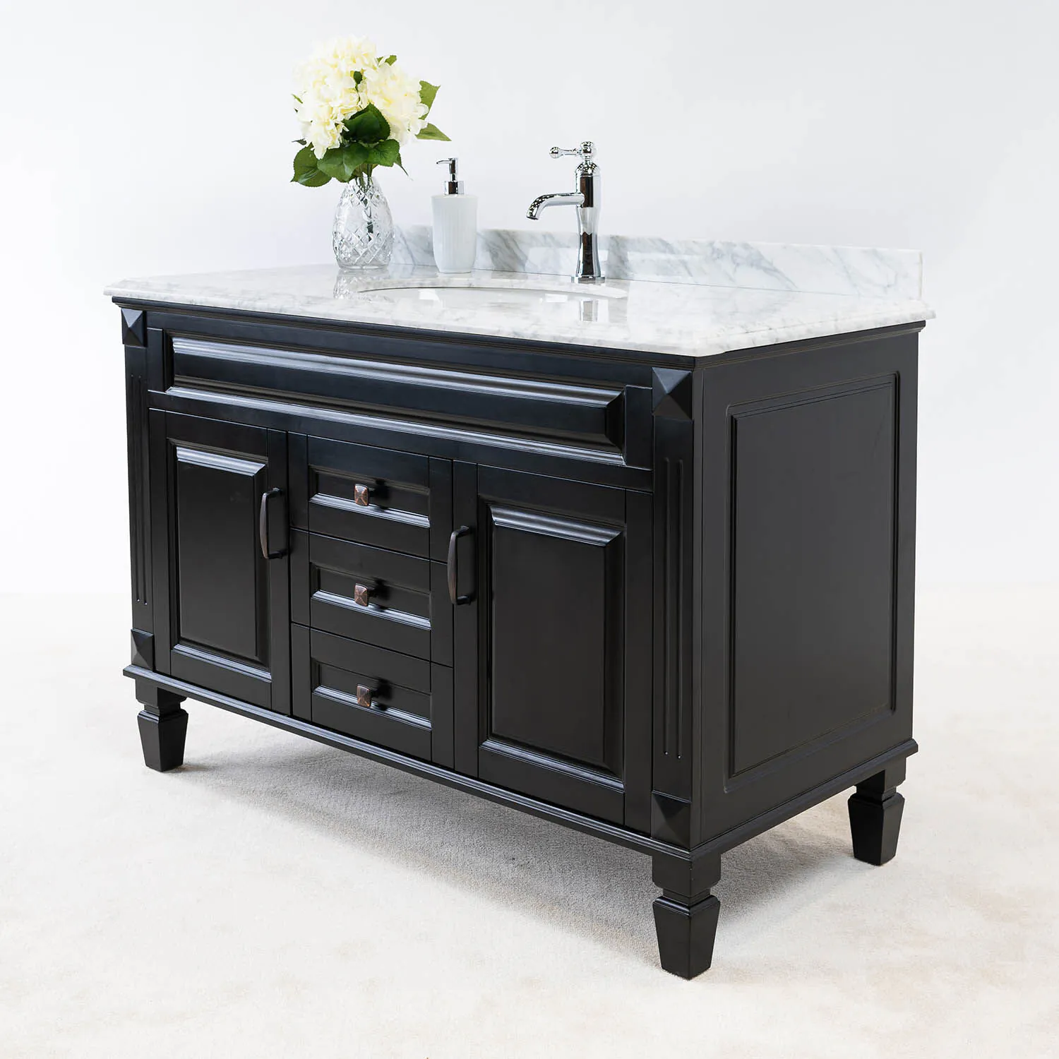 Kommod Badrum 120cm Nashville Svart - Vit Marmor