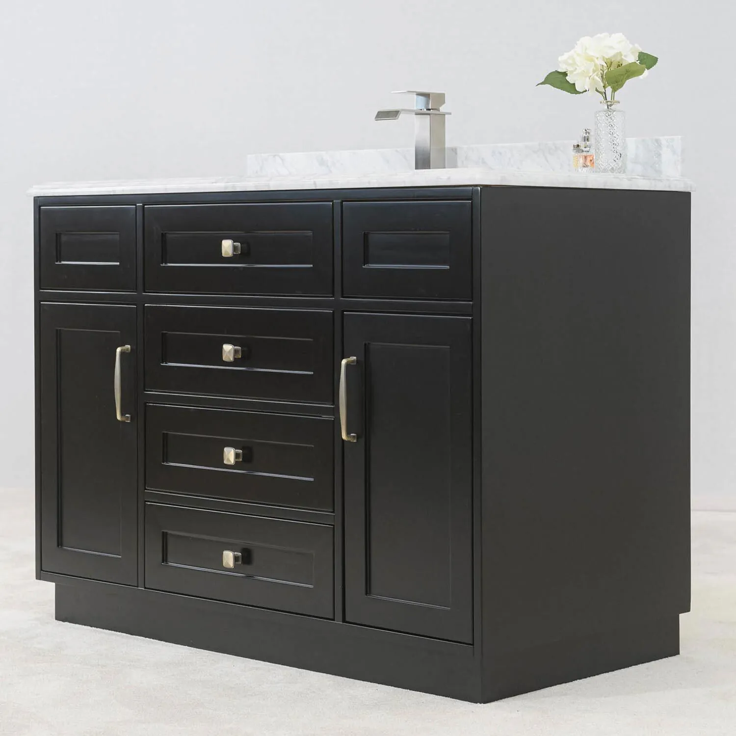 Kommod Badrum 120cm Colorado Svart - Vit Marmor