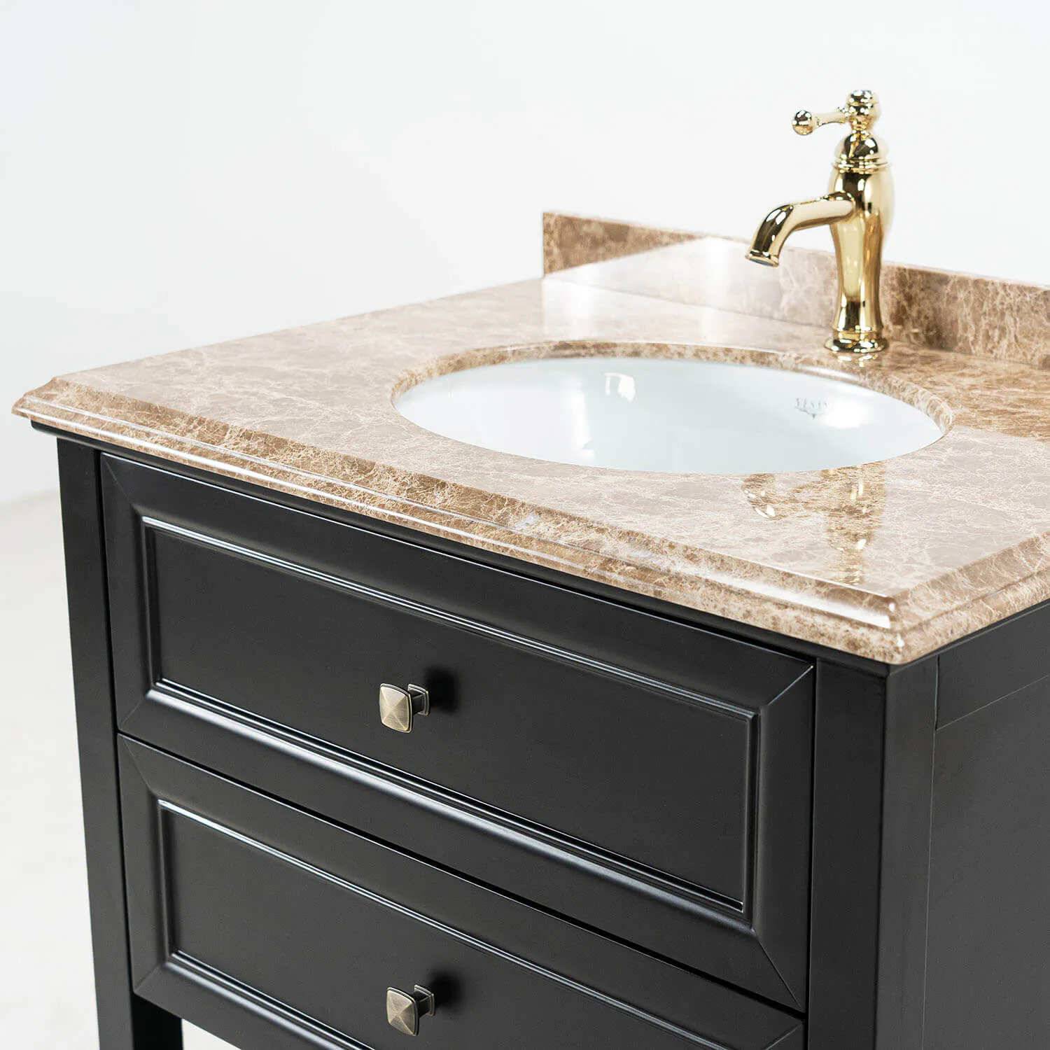 Kommod Badrum 80cm Svart Utah - Beige Marmor