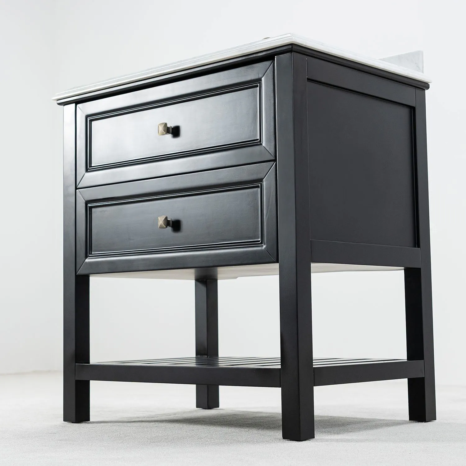 Kommod Badrum 80cm Svart Utah - Vit Marmor