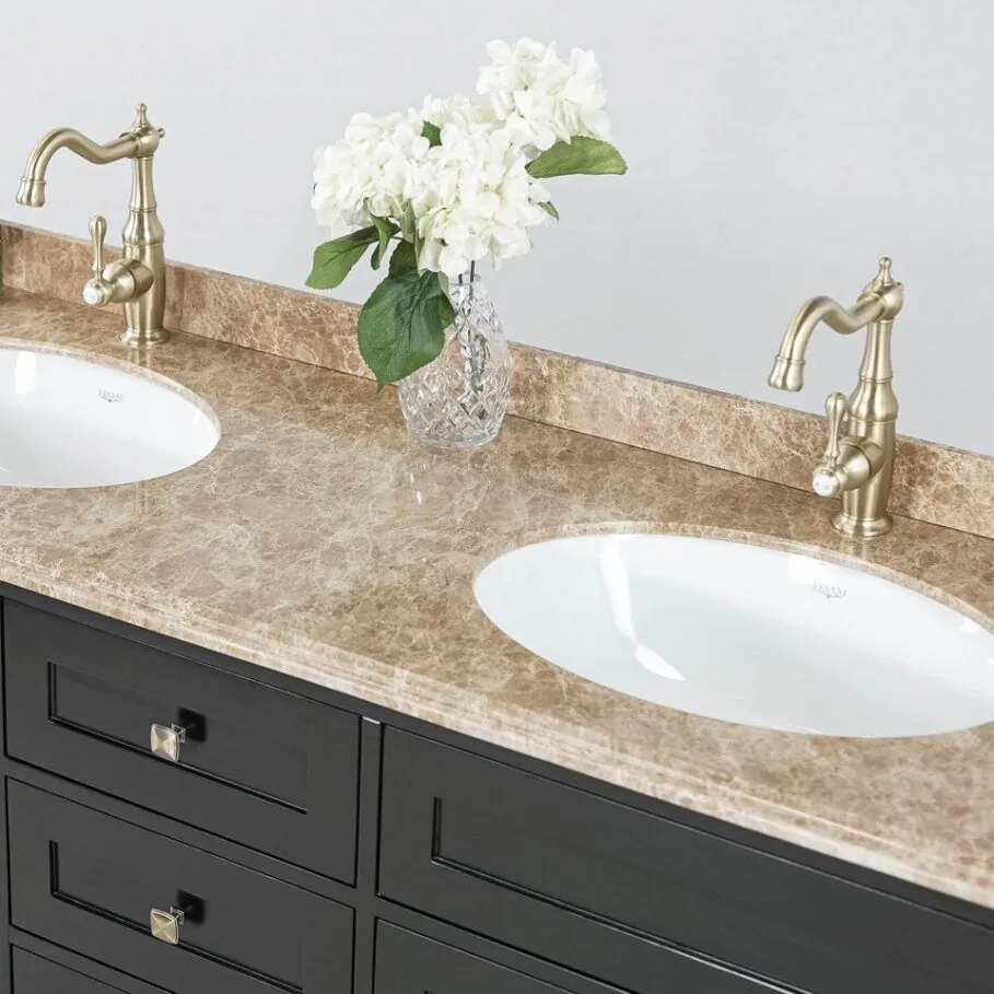Dubbel Kommod Badrum 160cm Colorado Svart - Beige Marmor