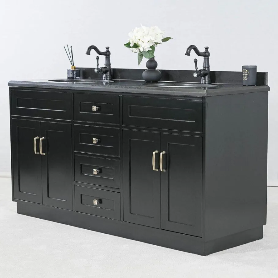 Dubbel Kommod Badrum 160cm Colorado Svart - Svart Granit