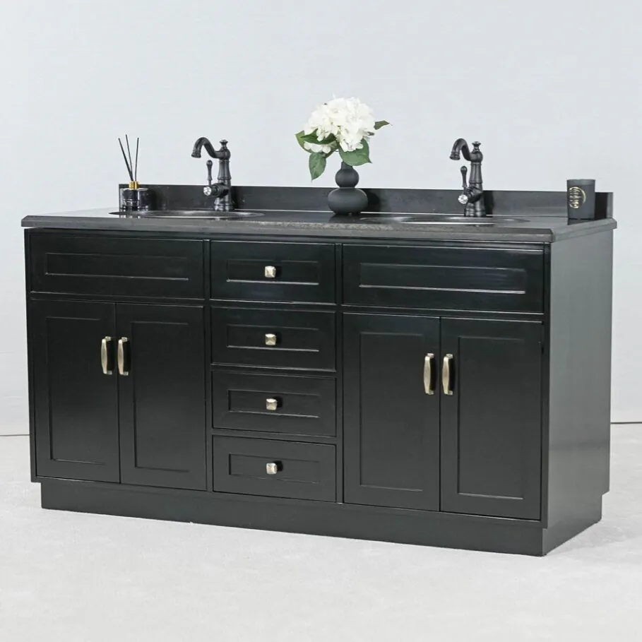 Dubbel Kommod Badrum 160cm Colorado Svart - Svart Granit