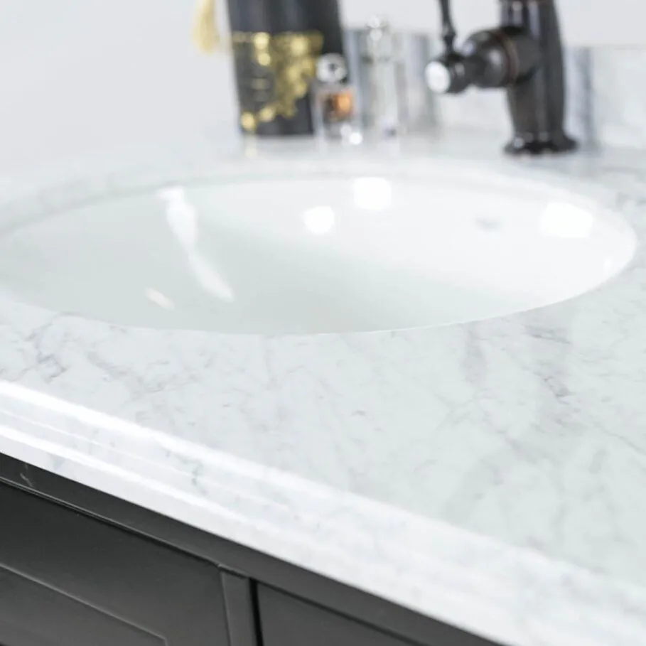 Dubbel Kommod Badrum 160cm Colorado Svart - Vit Marmor