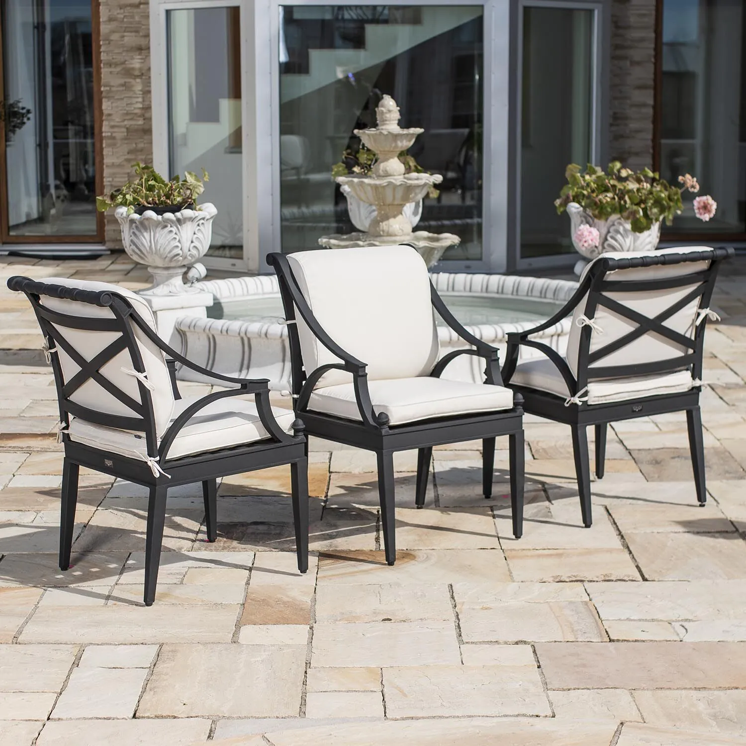 Trädgårdsstol Svart 2-pack Aluminium Amalfi