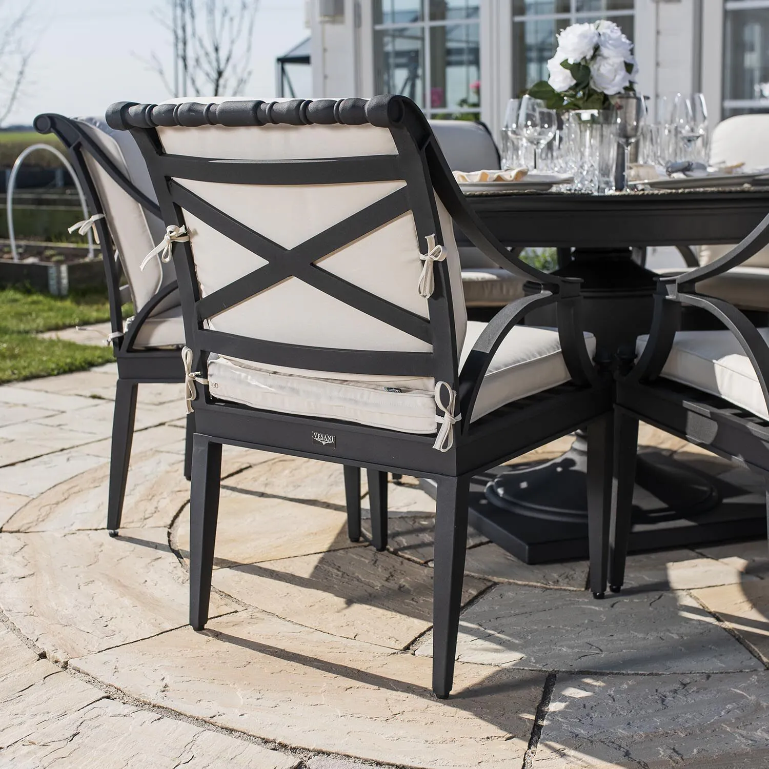 Trädgårdsstol Svart 2-pack Aluminium Amalfi