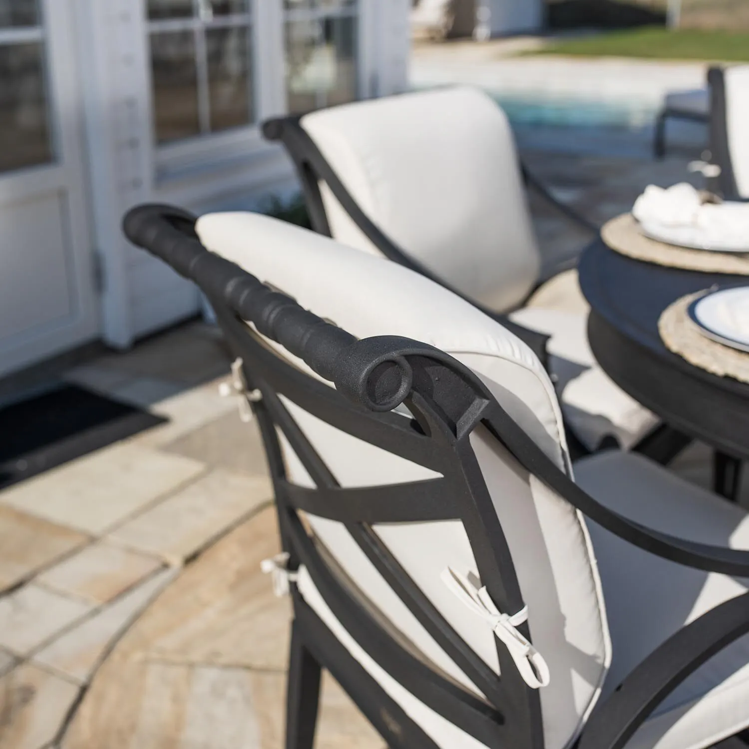 Trädgårdsstol Svart 2-pack Aluminium Amalfi