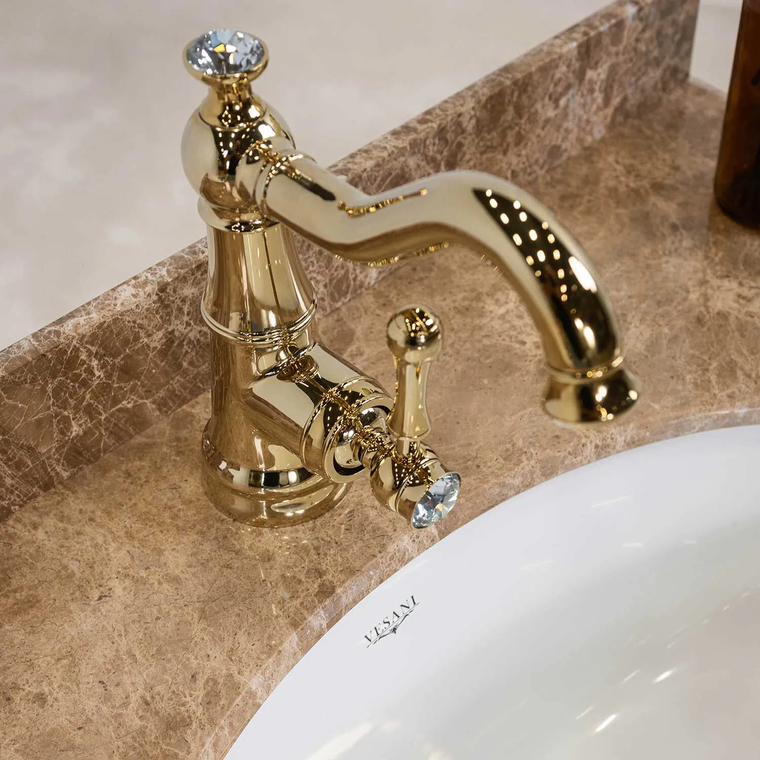 Kommod Badrum 80cm Ottawa Svart - Beige Marmor