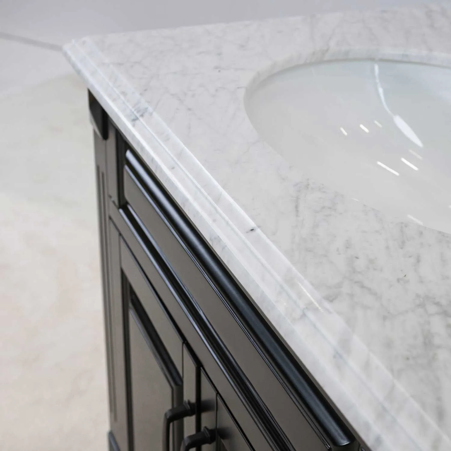 Kommod Badrum 80cm Nashville Svart - Vit Marmor