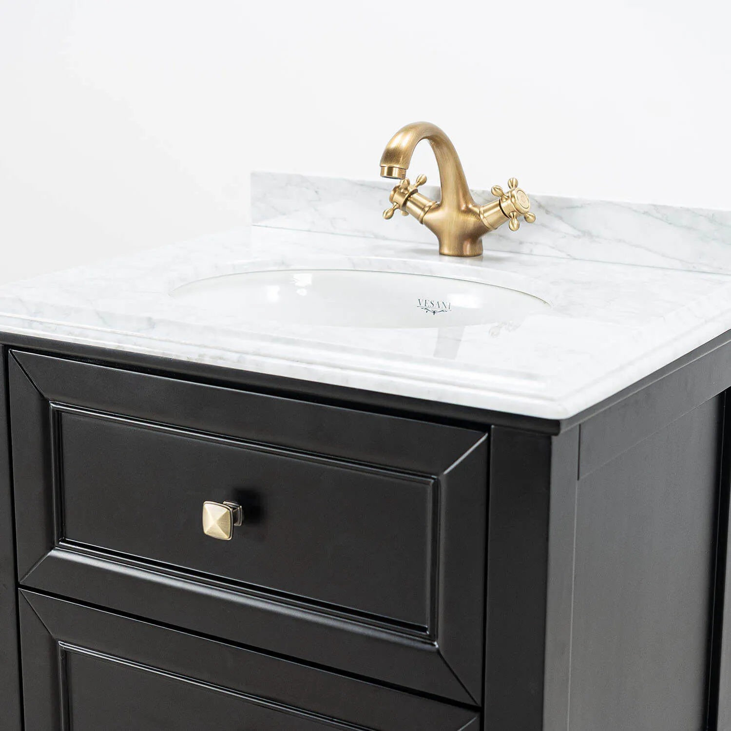 Kommod Badrum 60cm Svart Utah - Vit Marmor
