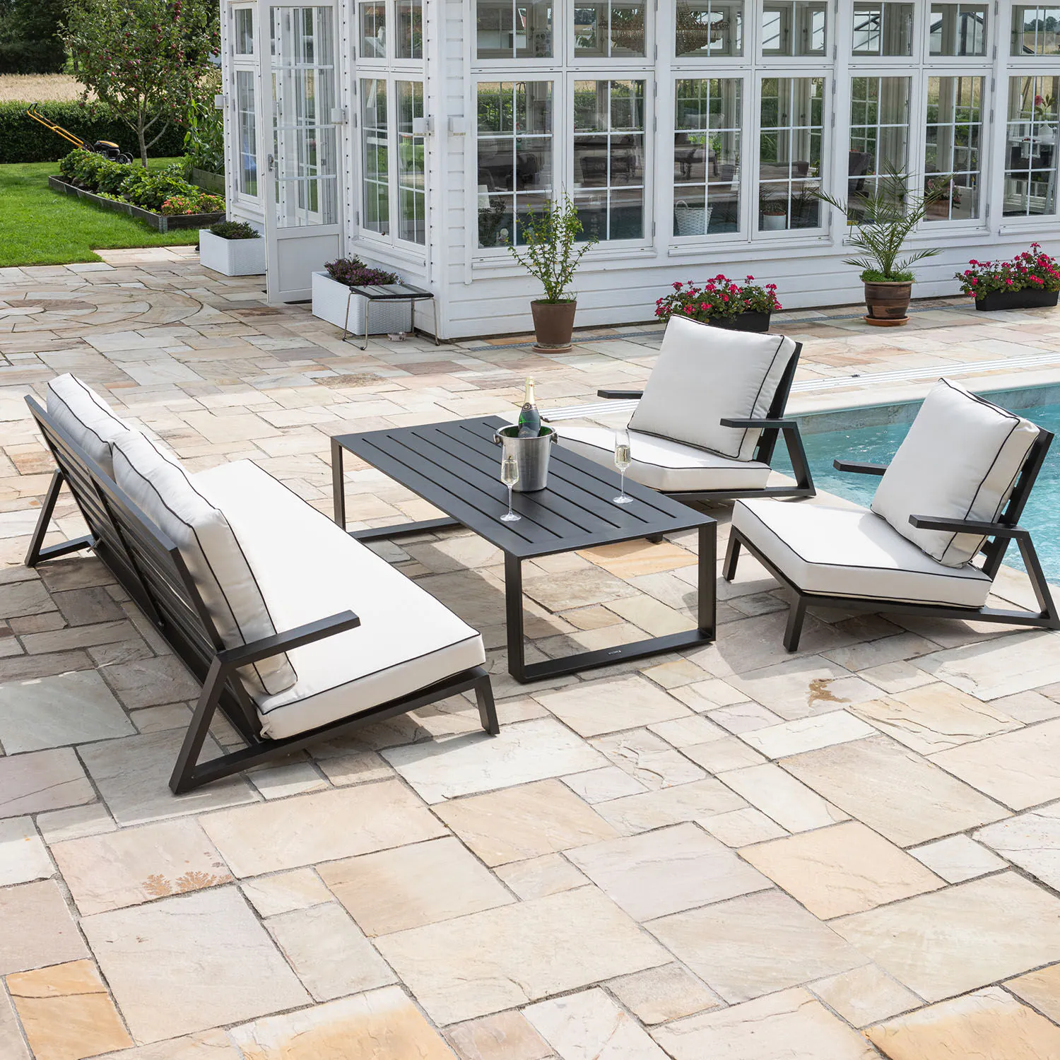 Loungegrupp Utomhus 5-Pers Aluminium - Malaga