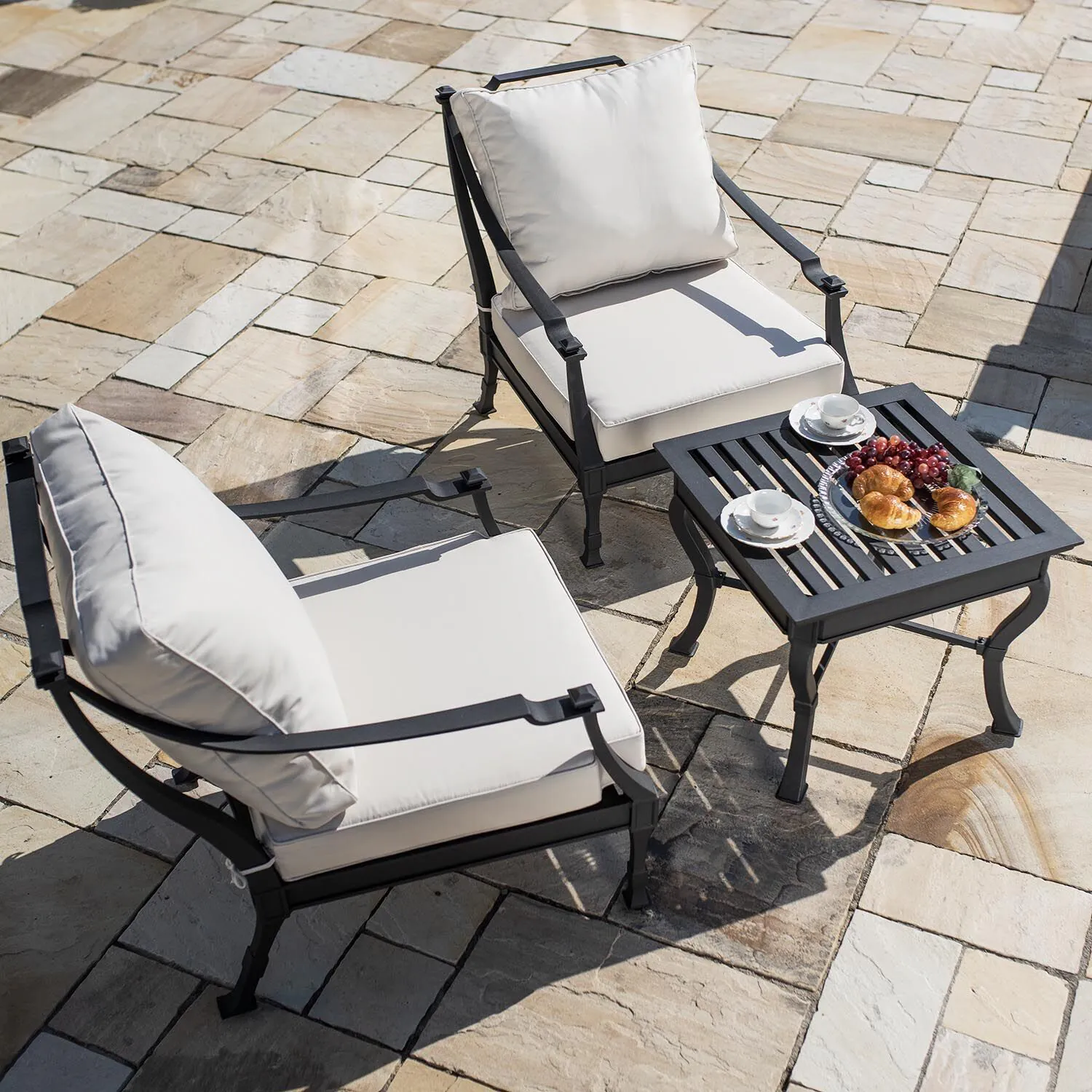 Loungeset Svart Aluminium 2-pers - St Tropez