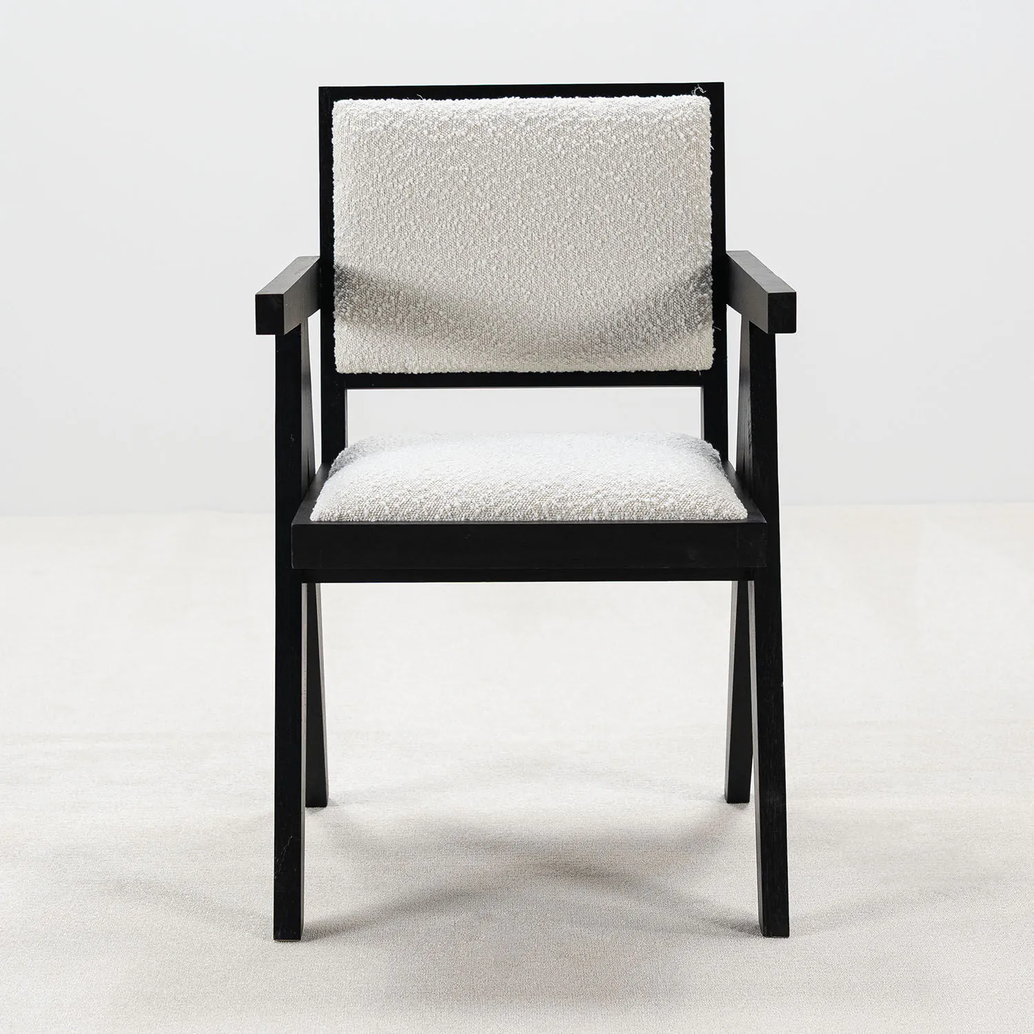 Matstol Svart Vit Boucle Armstöd - Jean Pierre