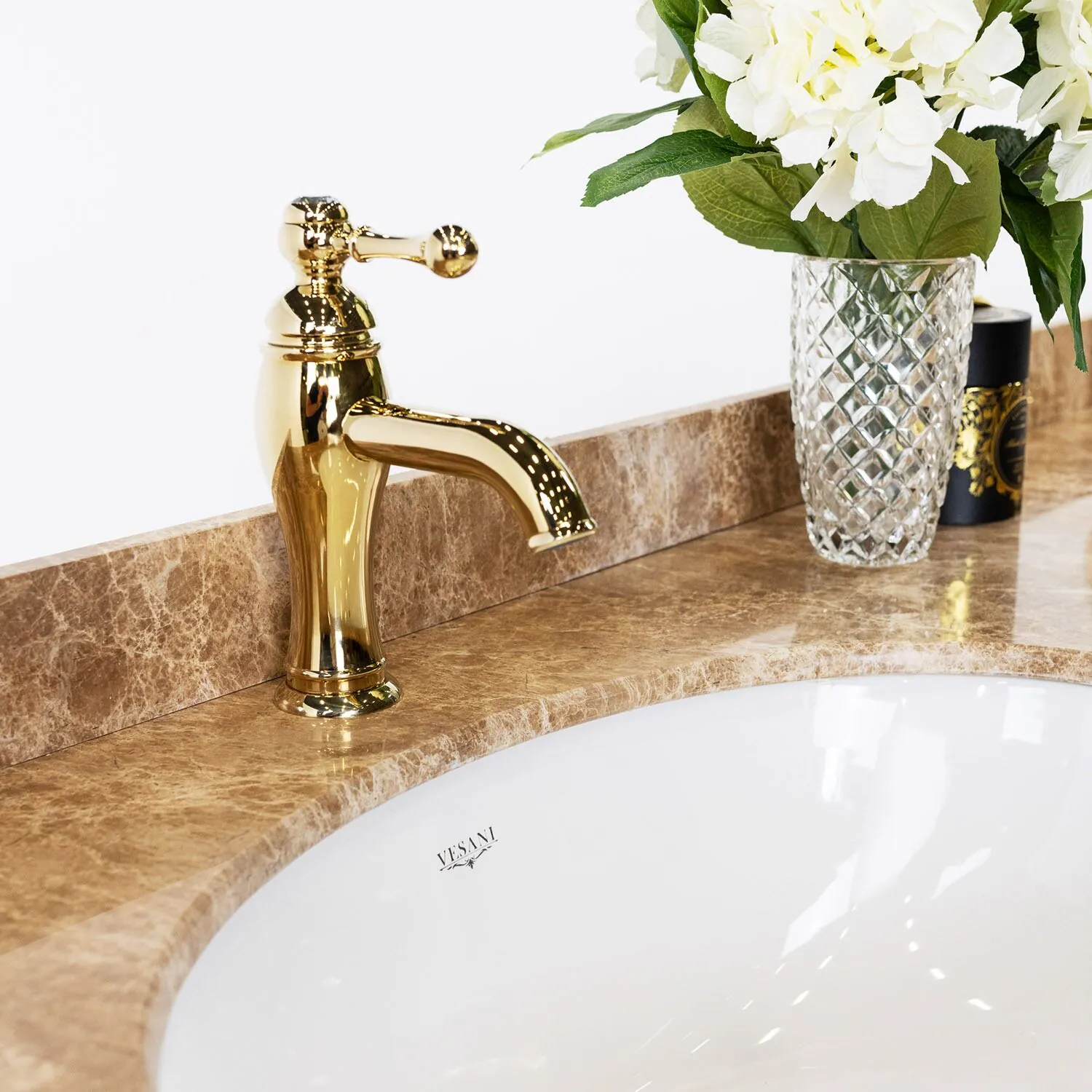 Dubbelhandfat Kommod 160cm Ottawa Svart - Beige Marmor