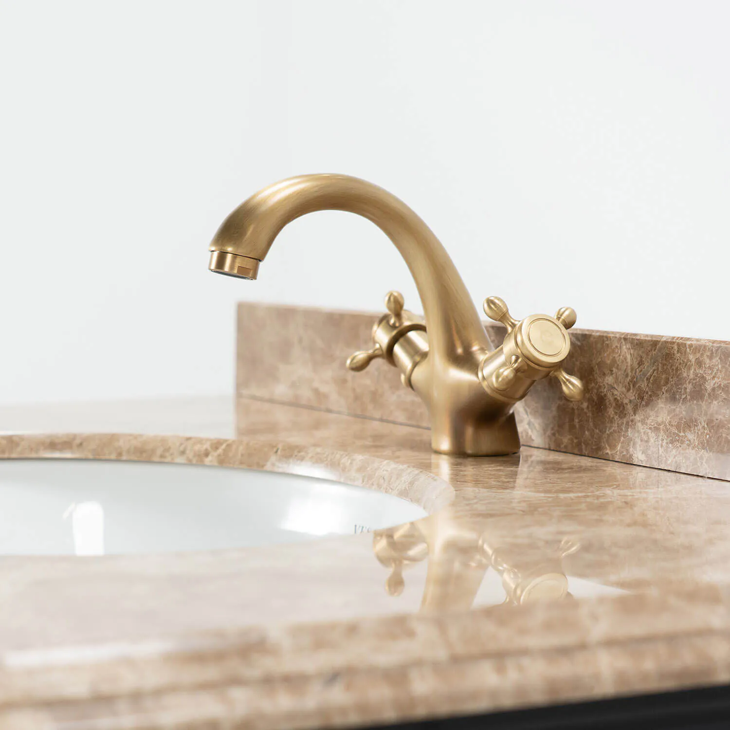 Kommod Badrum 80cm Ottawa Svart - Beige Marmor