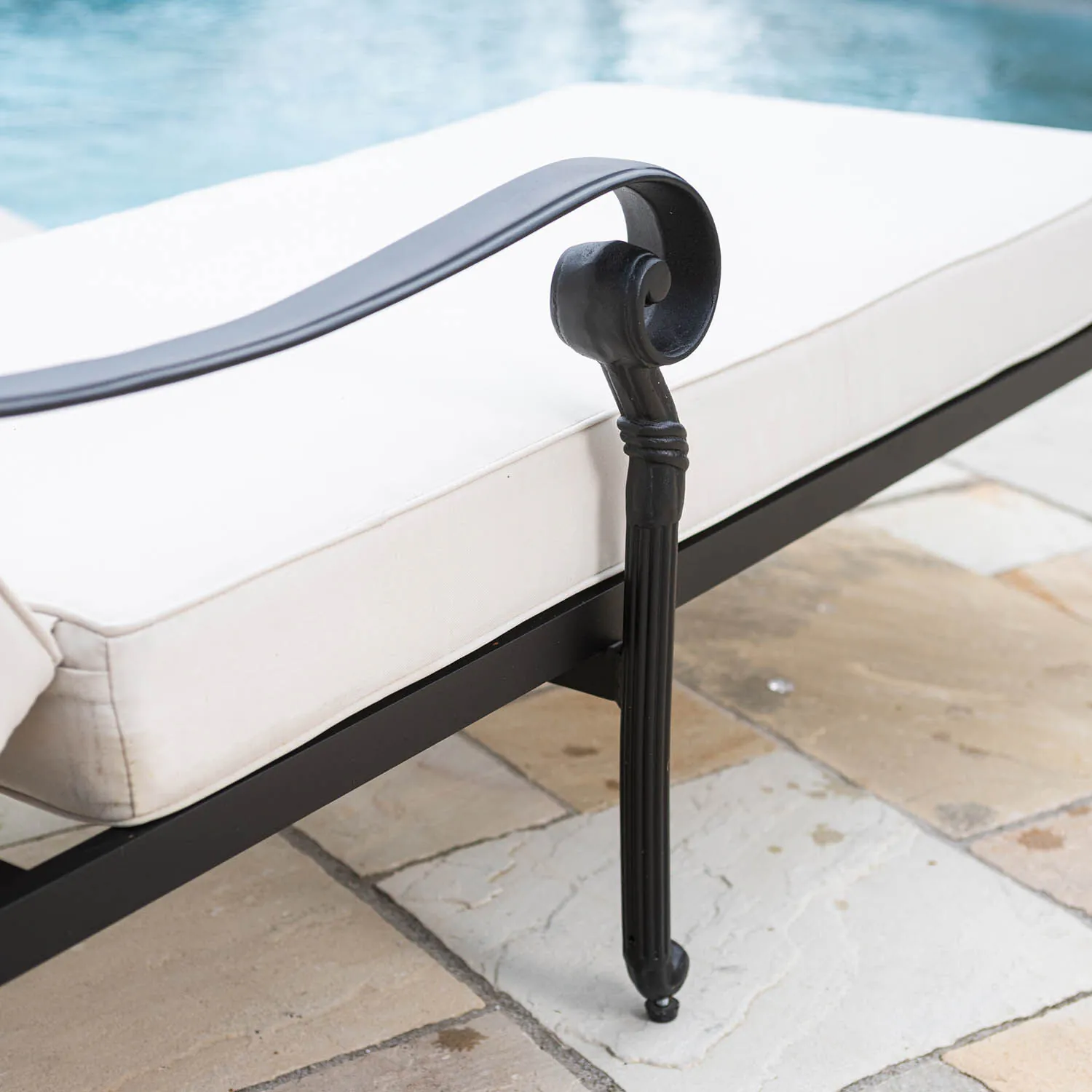 Solsäng med hjul Svart Aluminium Toscana