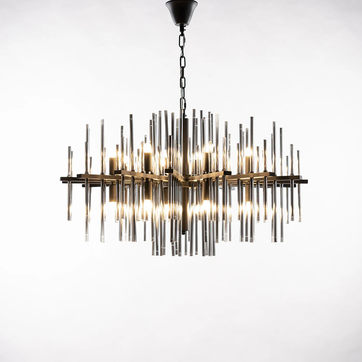 Modern Kristallkrona Ø85cm Vienna Svart Rökigt Glas