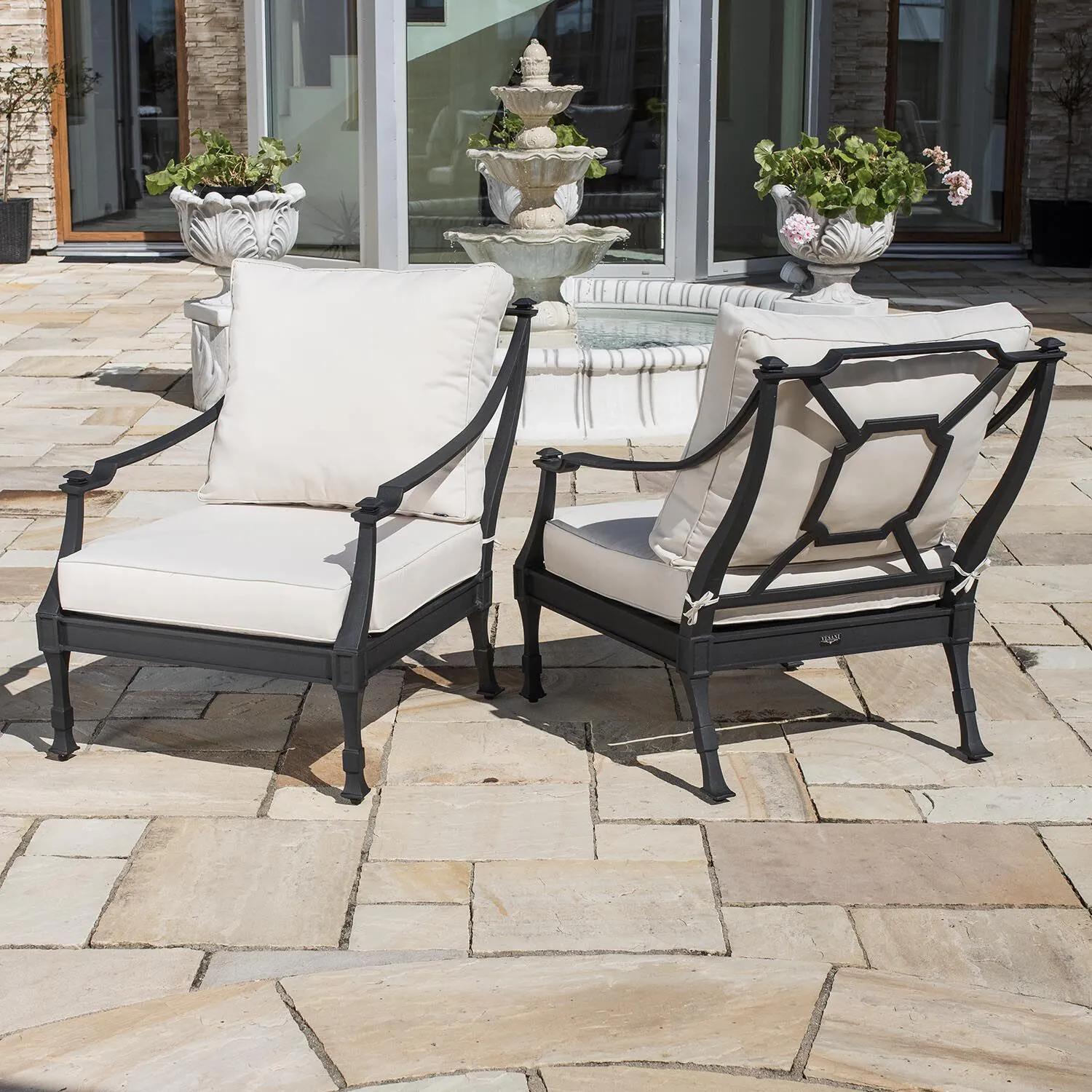 Loungefåtölj Svart 2-pack Aluminium St Tropez