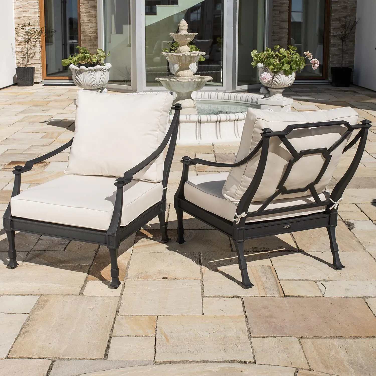 Loungefåtölj Svart 2-pack Aluminium St Tropez