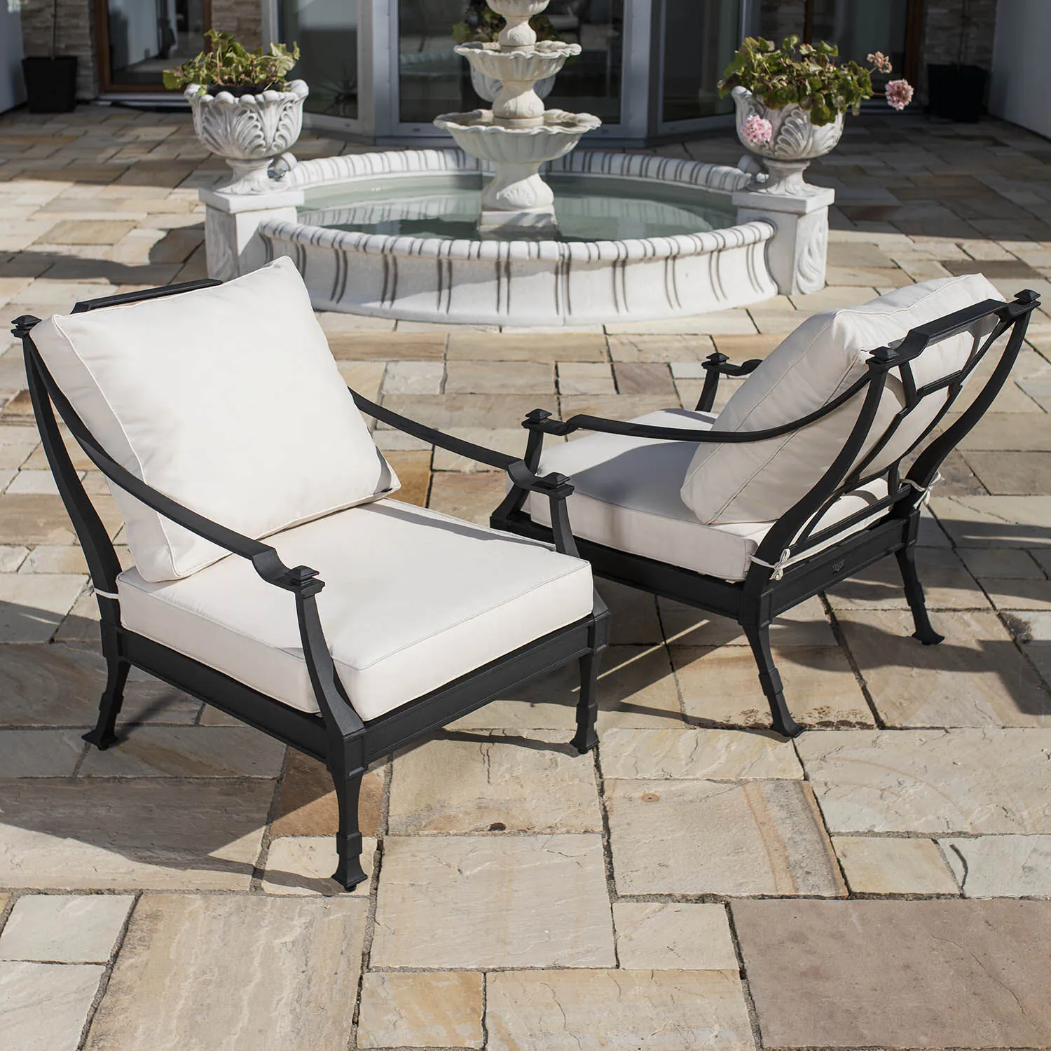 Loungefåtölj Svart 2-pack Aluminium St Tropez